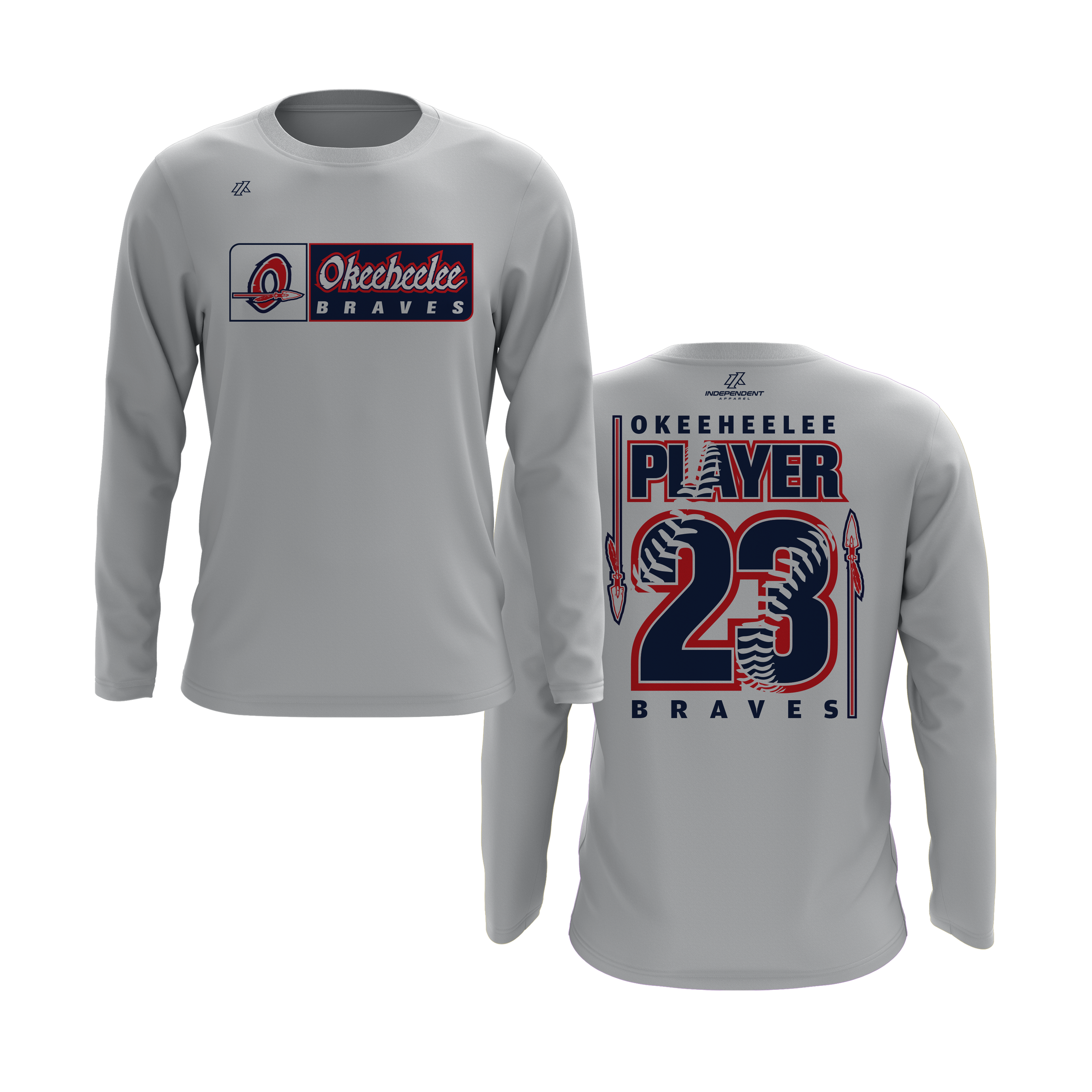 Okeeheelee Baseball Long Sleeve Shirt - Rectangular Team Logo