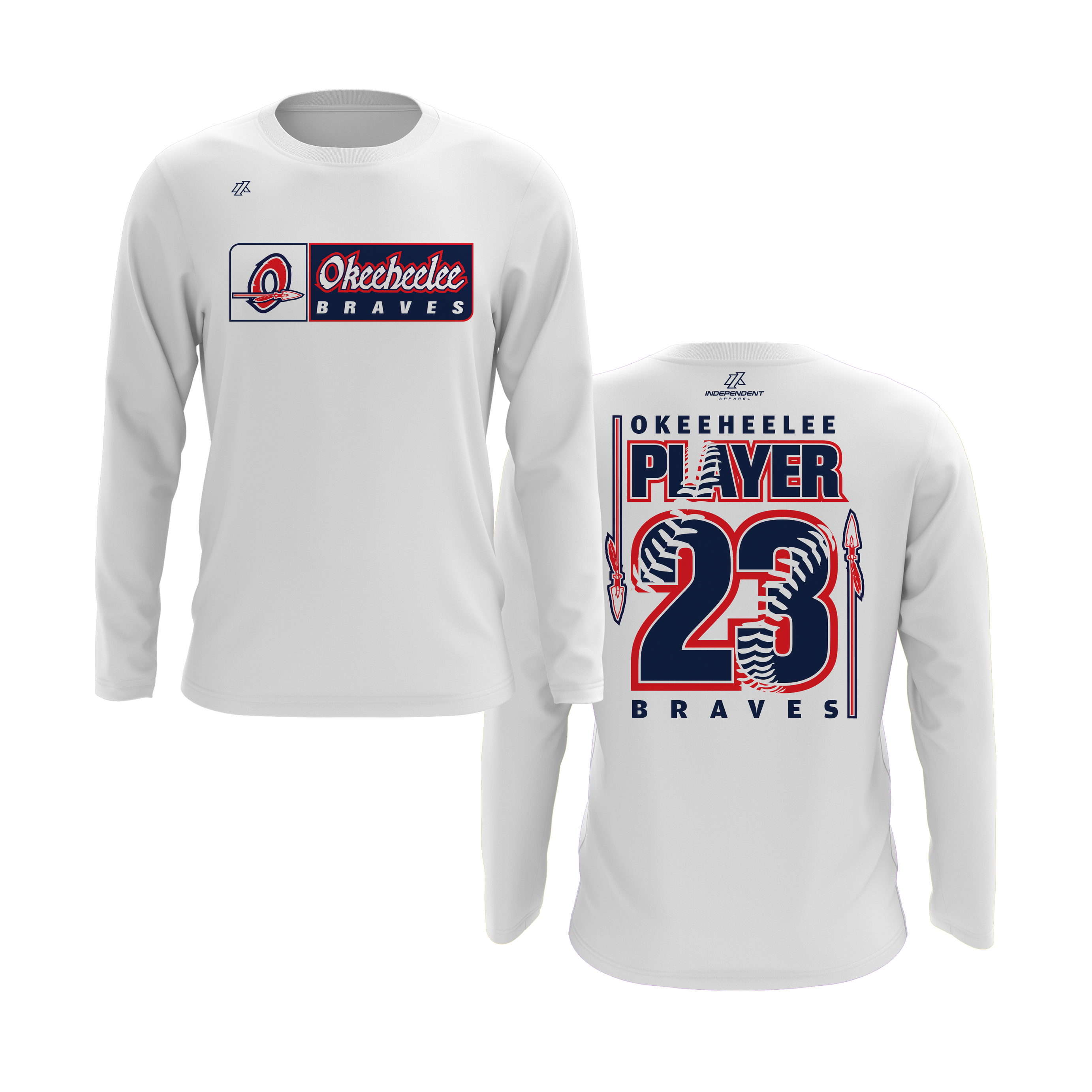 Okeeheelee Baseball Long Sleeve Shirt - Rectangular Team Logo