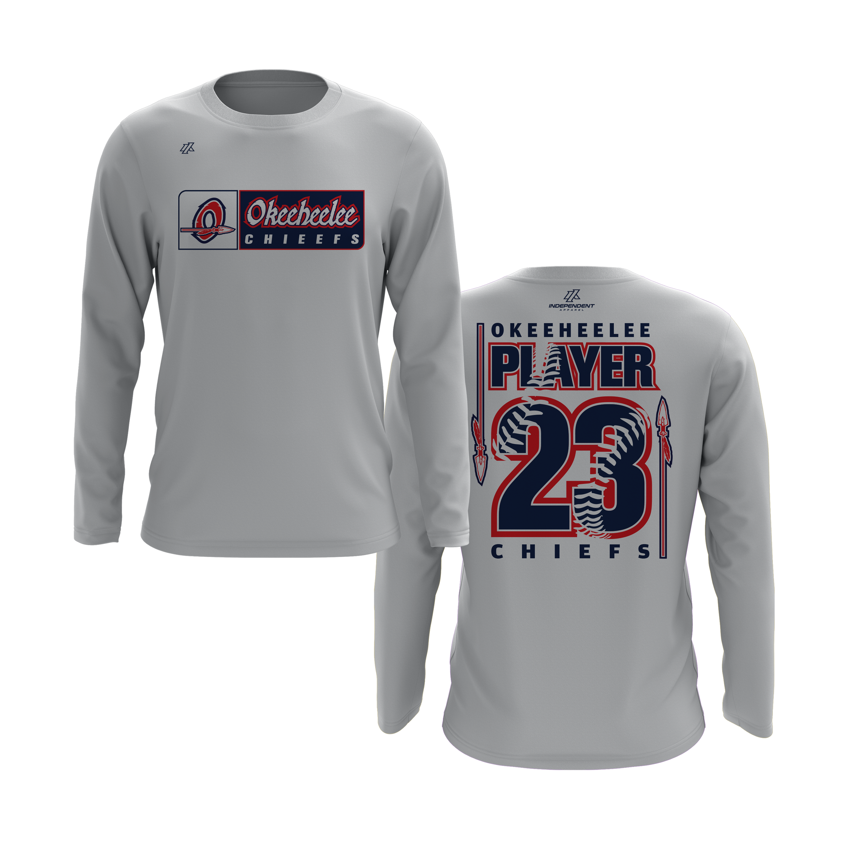 Okeeheelee Baseball Long Sleeve Shirt - Rectangular Team Logo