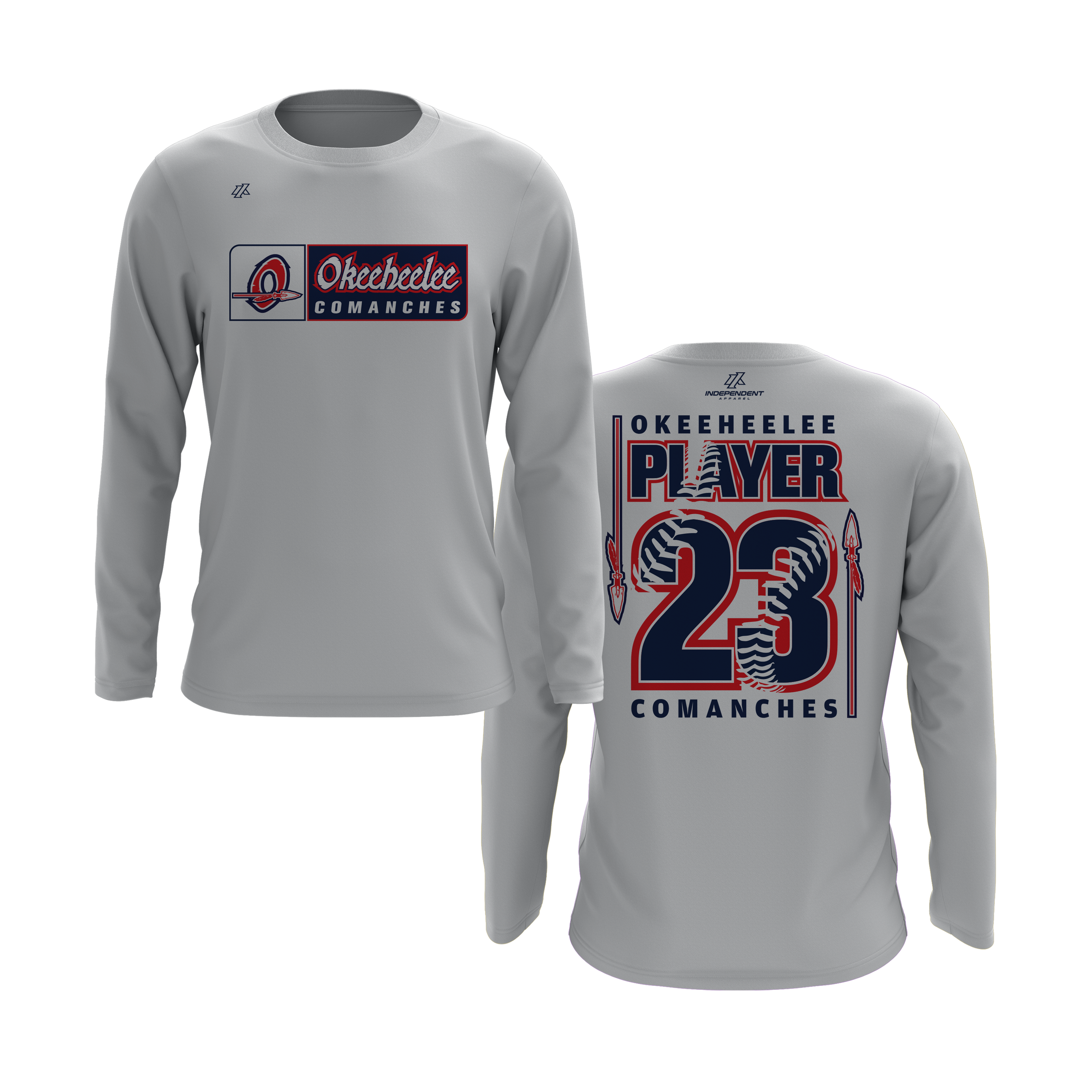 Okeeheelee Baseball Long Sleeve Shirt - Rectangular Team Logo