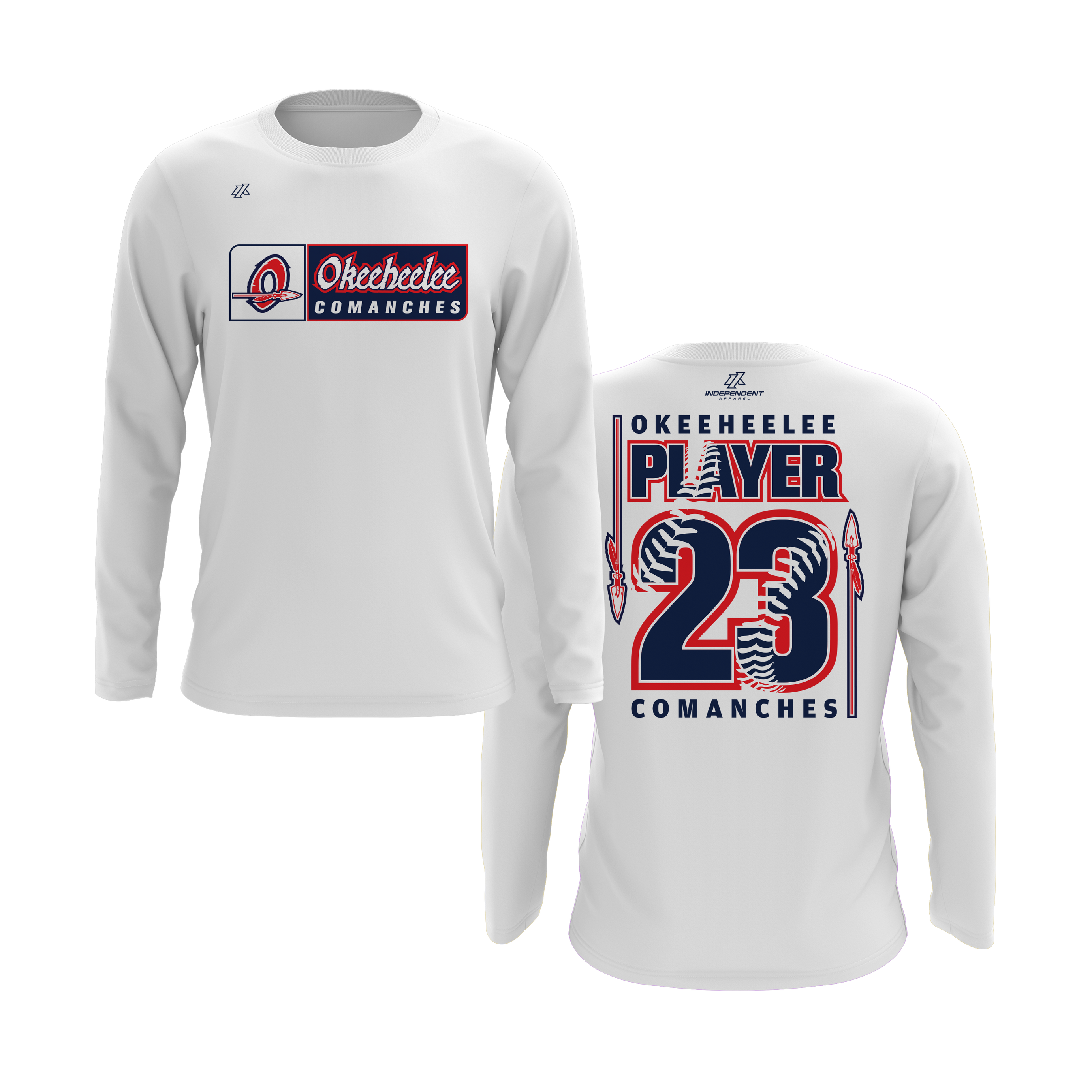 Okeeheelee Baseball Long Sleeve Shirt - Rectangular Team Logo
