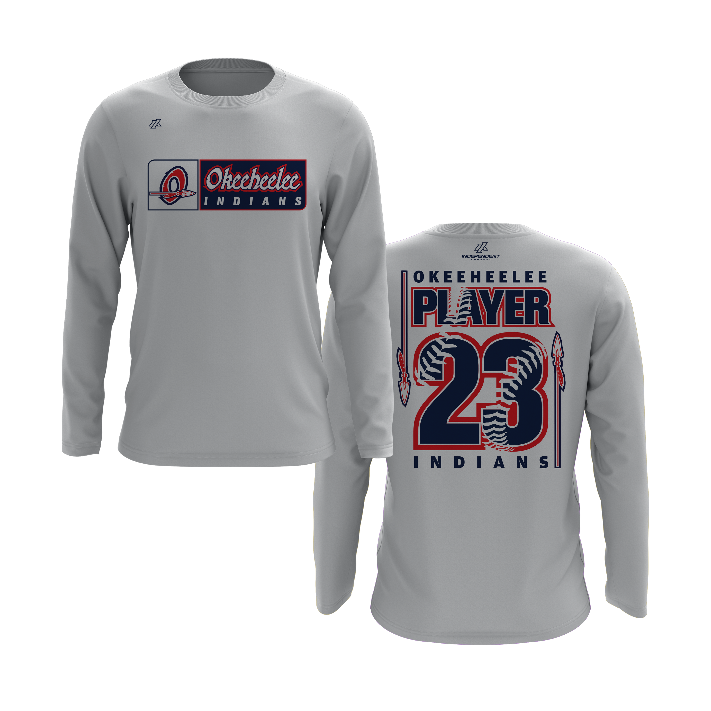 Okeeheelee Baseball Long Sleeve Shirt - Rectangular Team Logo