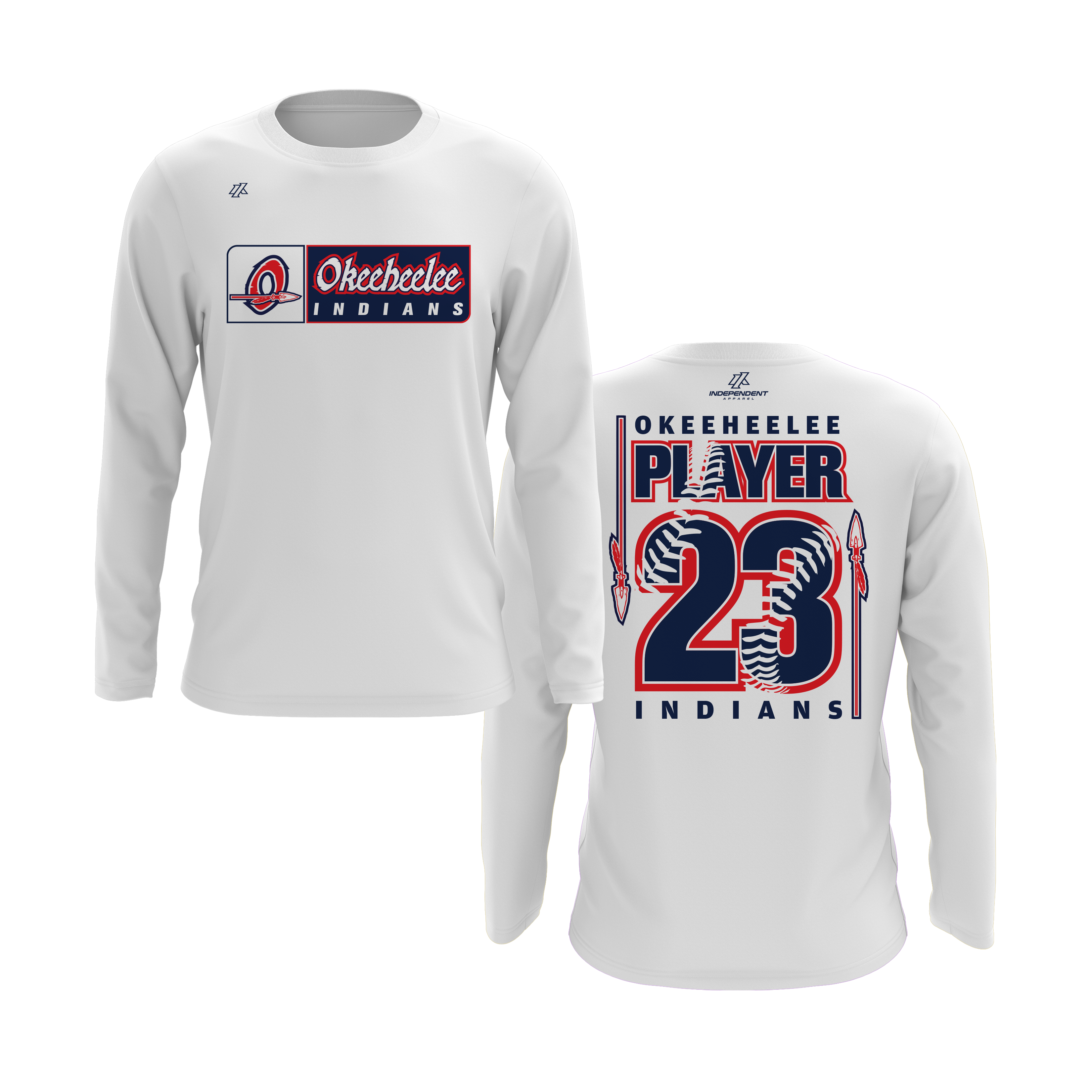 Okeeheelee Baseball Long Sleeve Shirt - Rectangular Team Logo