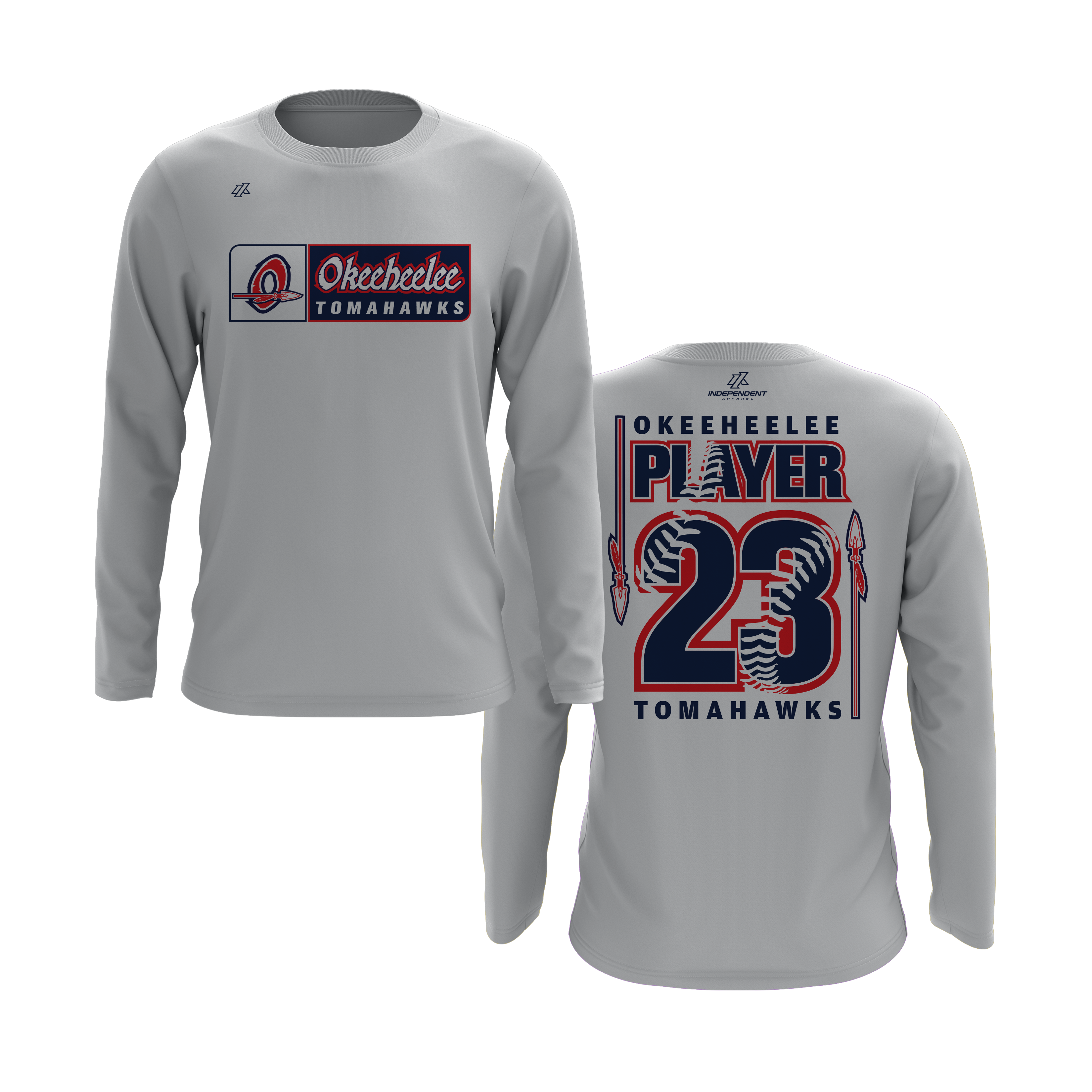 Okeeheelee Baseball Long Sleeve Shirt - Rectangular Team Logo