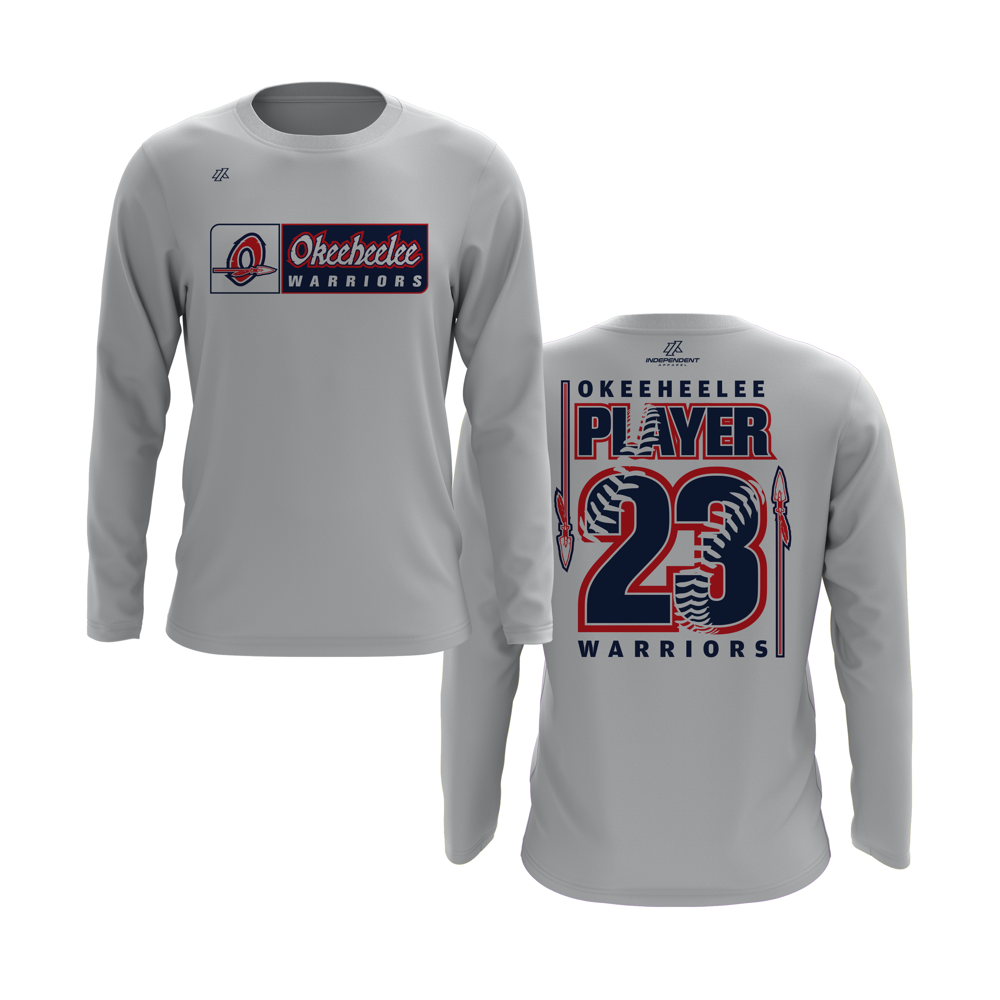 Okeeheelee Baseball Long Sleeve Shirt - Rectangular Team Logo