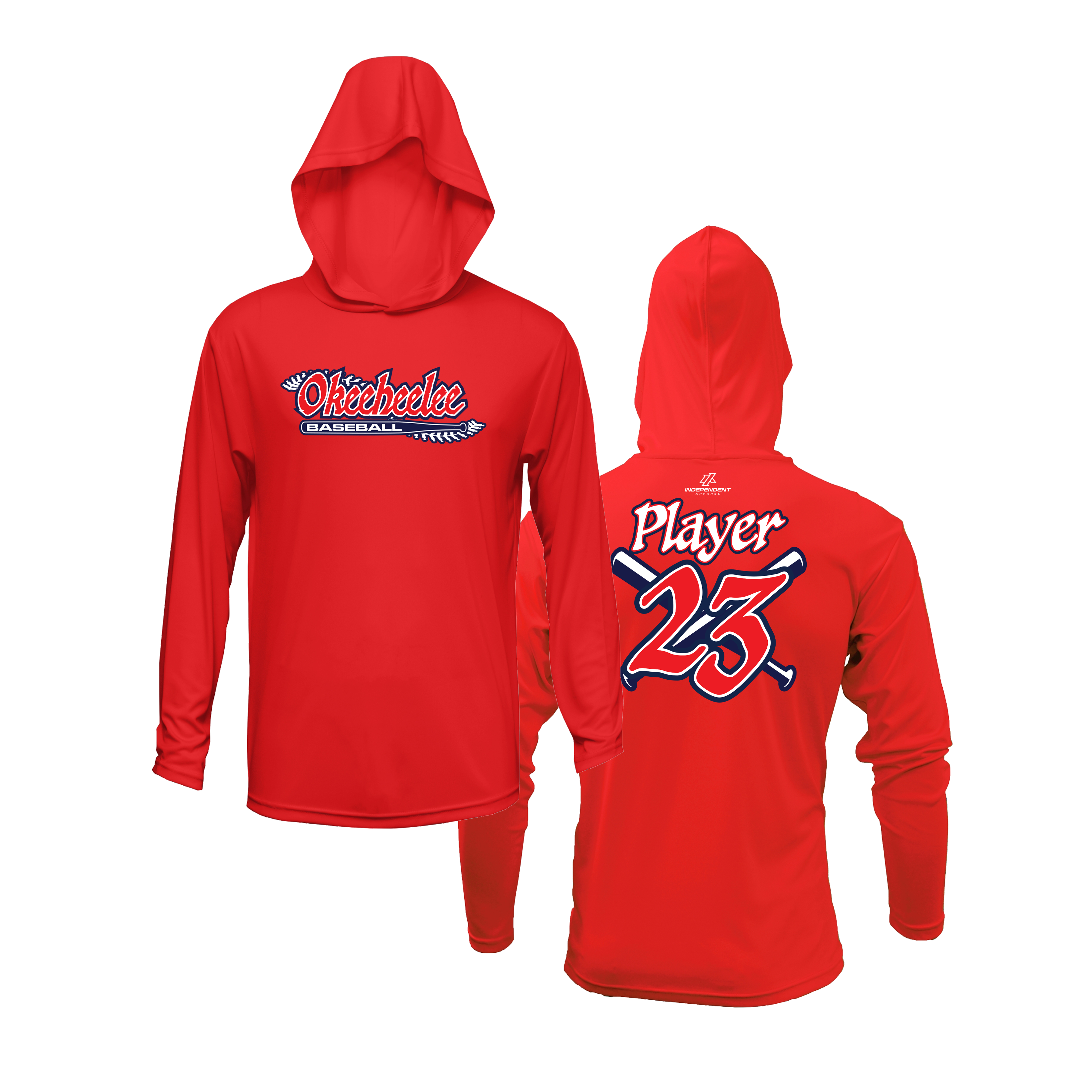 Okeeheelee Baseball Lightweight Hoodie - Laces DTF Transfer