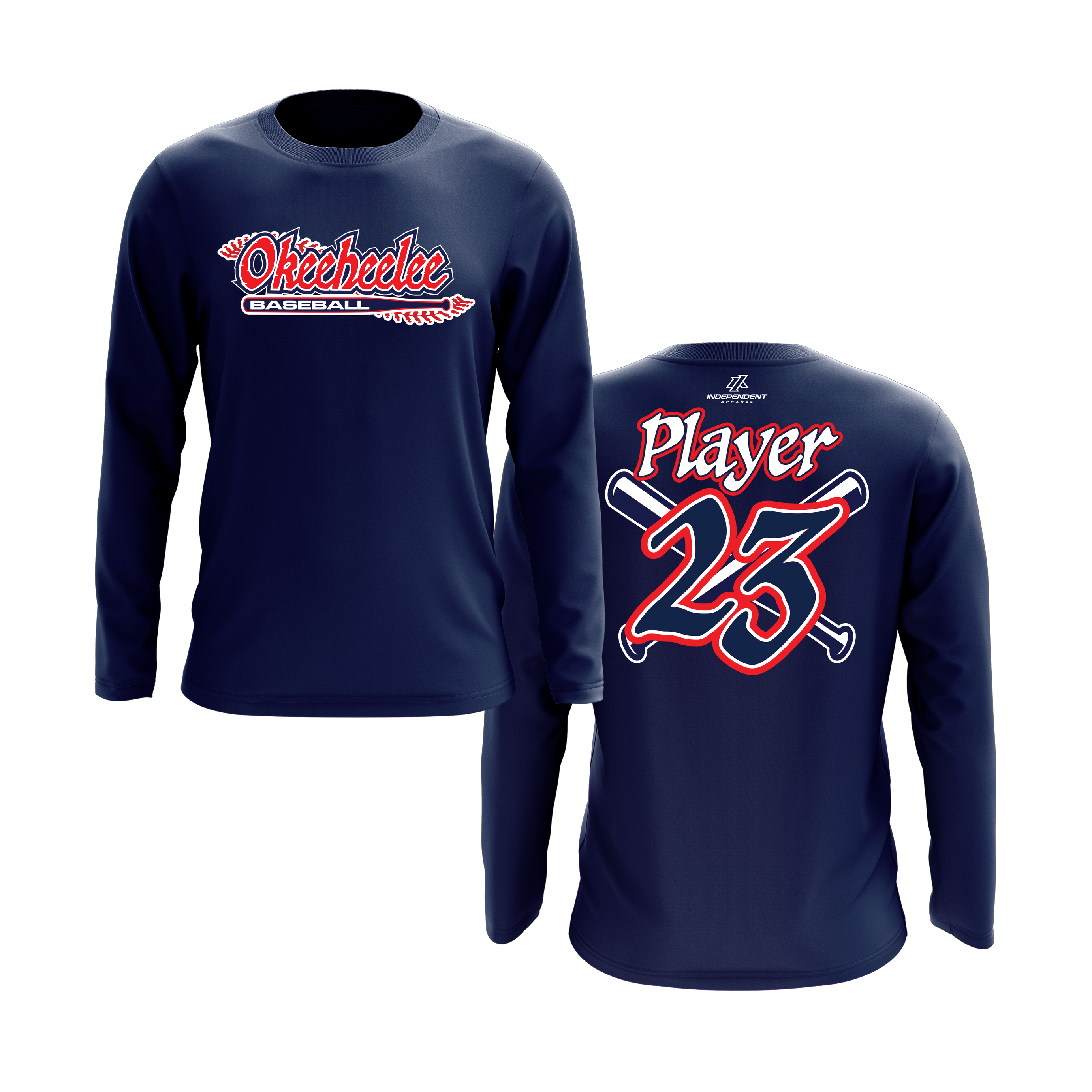 Okeeheelee Baseball Long Sleeve Shirt - Laces Logo DTF Transfer