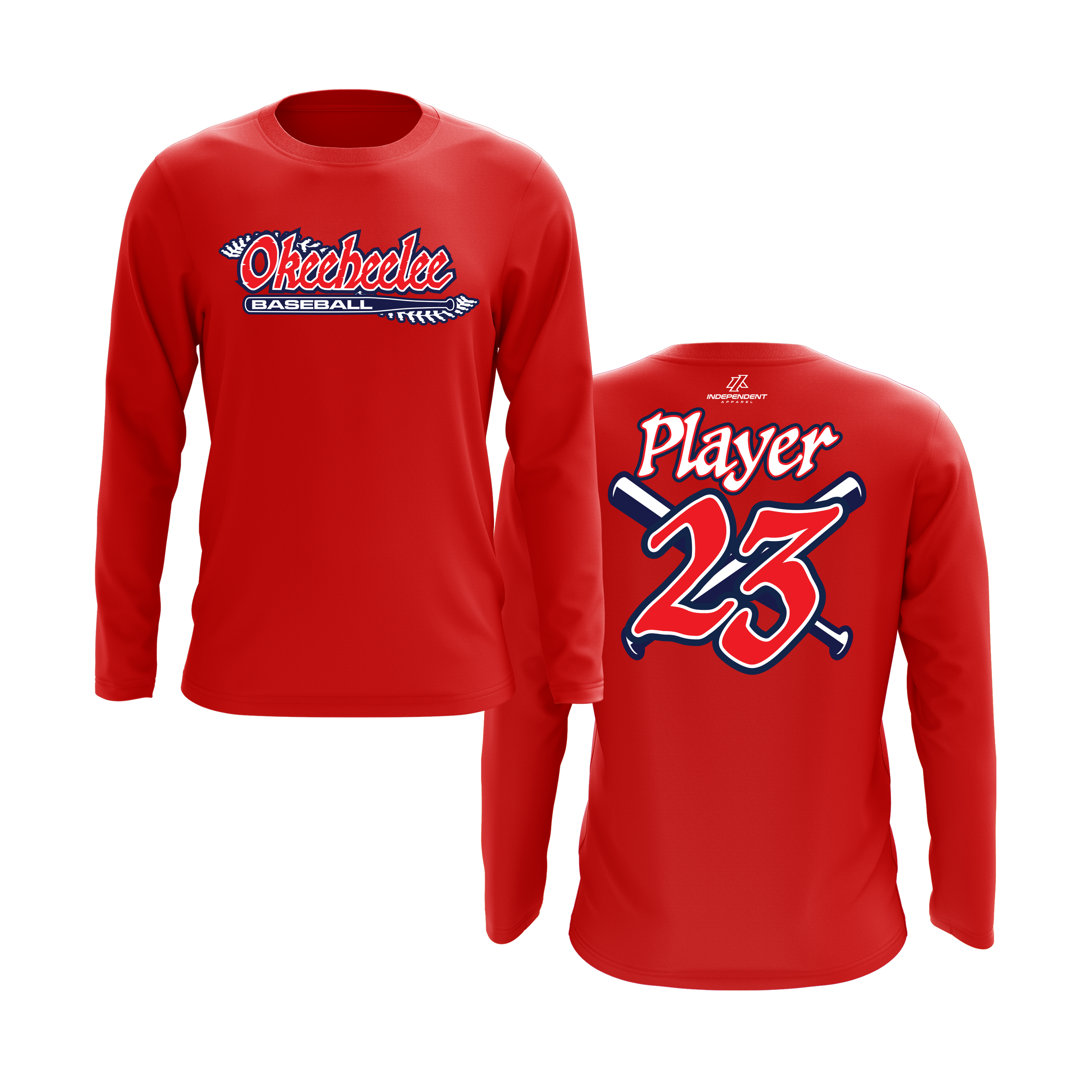 Okeeheelee Baseball Long Sleeve Shirt - Laces Logo DTF Transfer