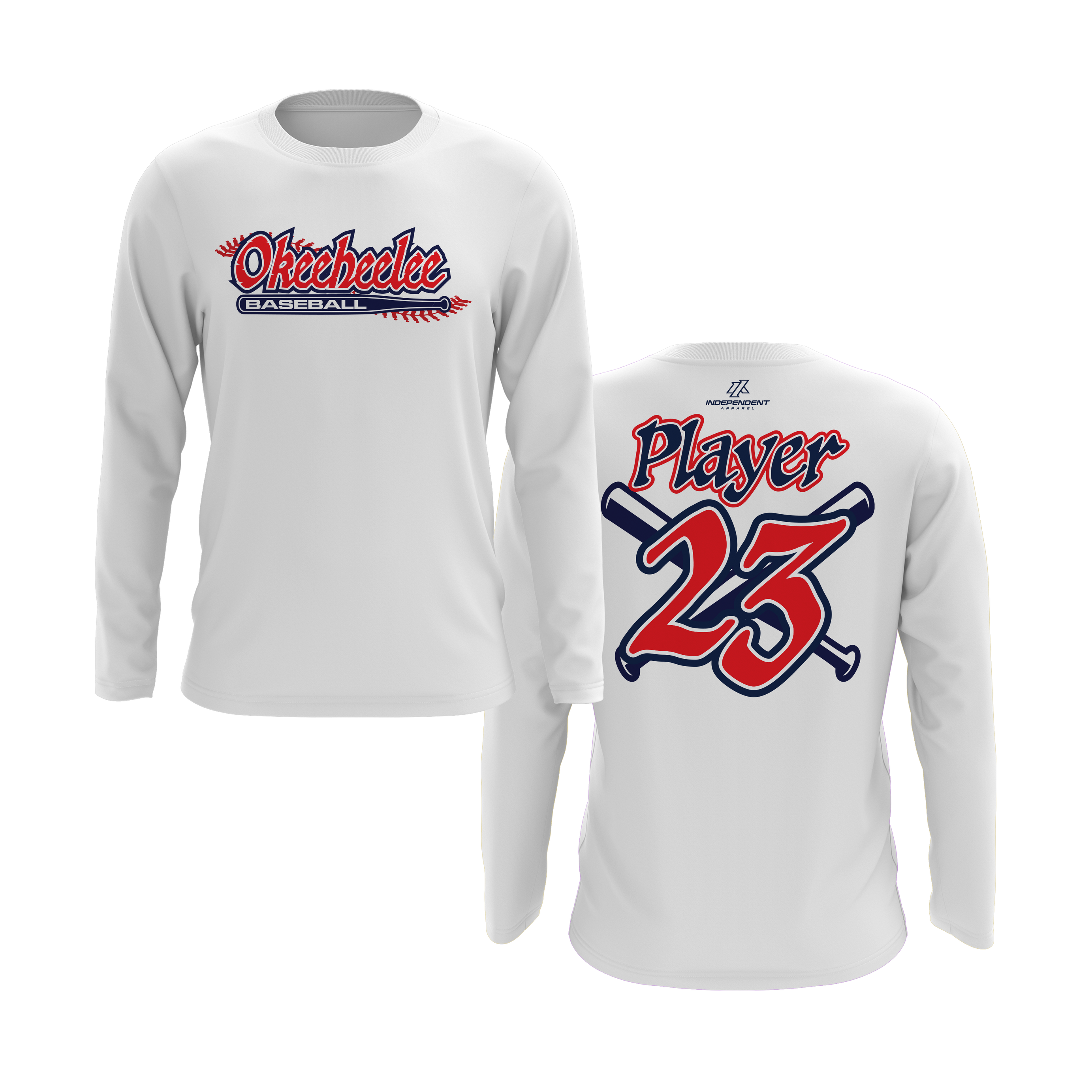 Okeeheelee Baseball Long Sleeve Shirt - Laces Logo