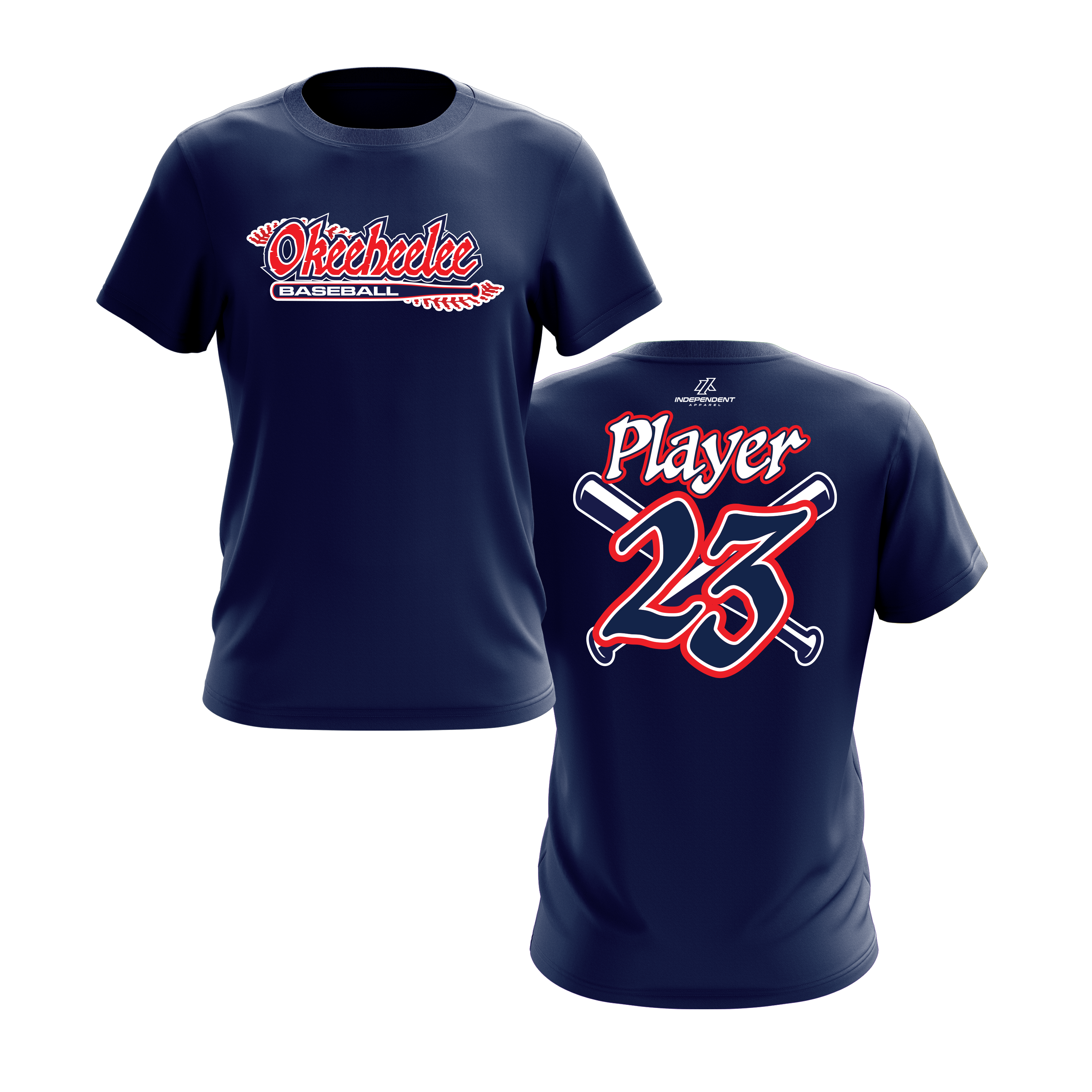 Okeeheelee Baseball Short Sleeve Shirt - Laces Logo DTF Transfer