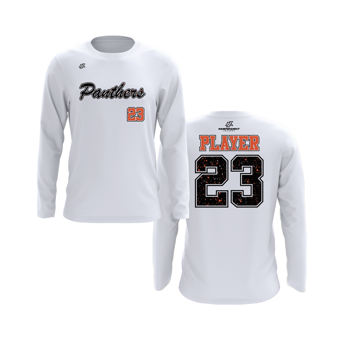 Maniglia 7U Panthers Script Splatter Logo Long Sleeve Shirt