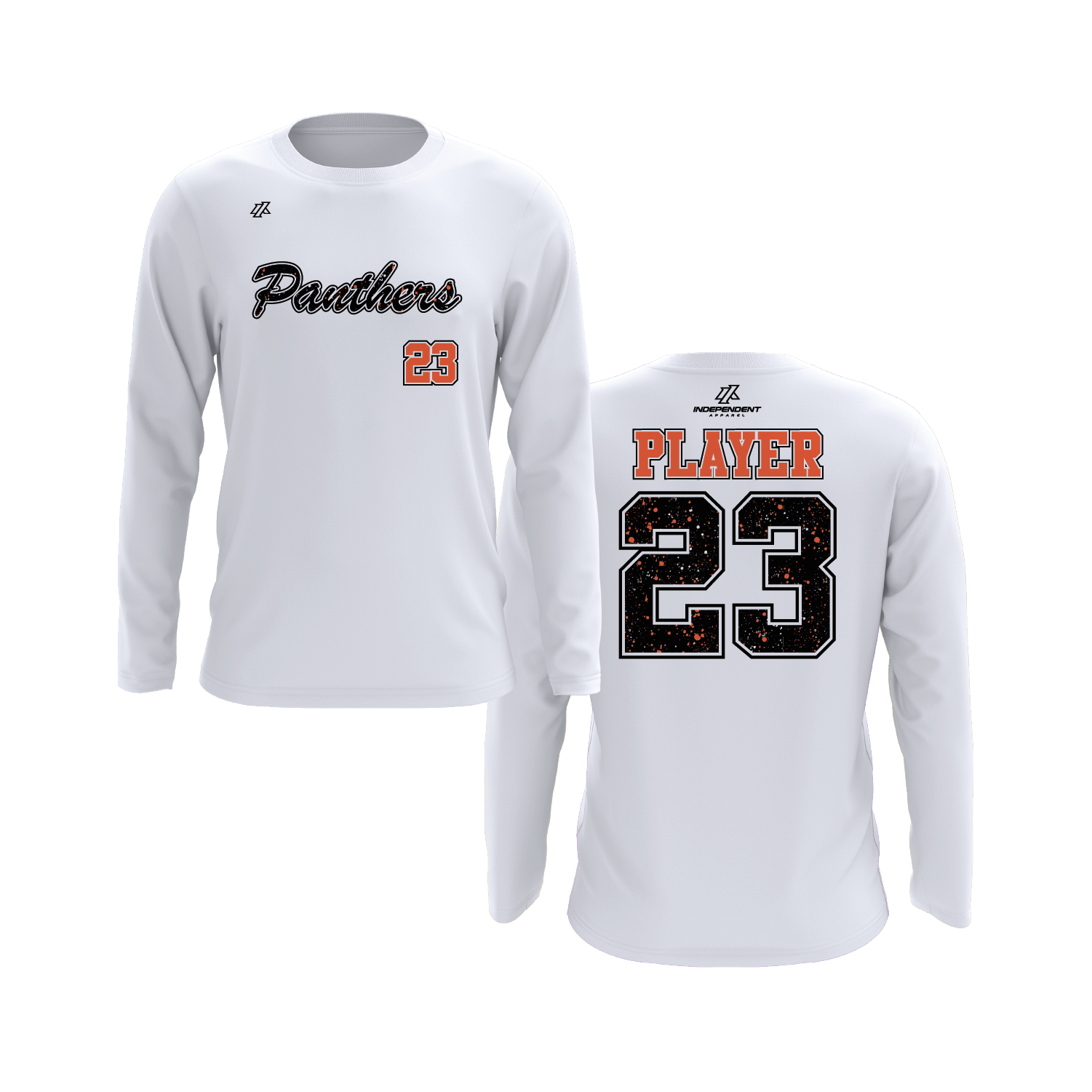 Maniglia 7U Panthers Script Splatter Logo Long Sleeve Shirt