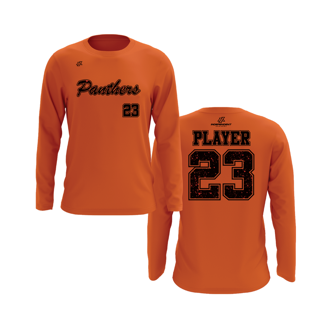 Maniglia 7U Panthers Script Splatter Logo Long Sleeve Shirt