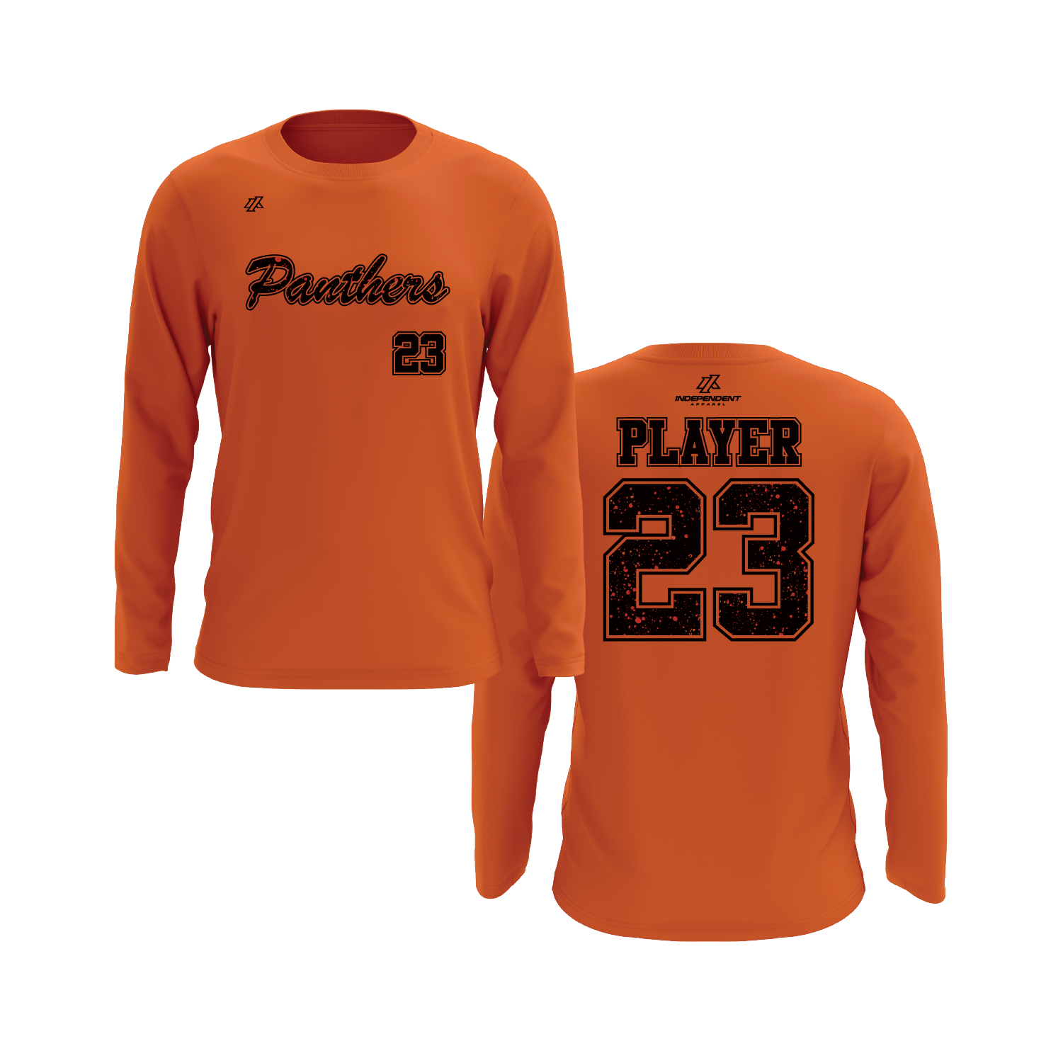 Maniglia 7U Panthers Script Splatter Logo Long Sleeve Shirt
