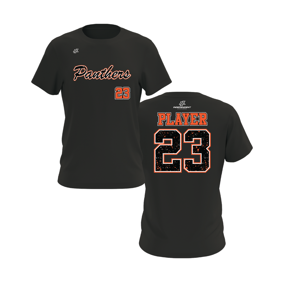 Maniglia 7U Panthers Splatter Script Logo Short Sleeve Shirt