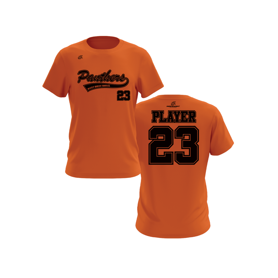 Maniglia 7U Panthers Script Orange Practice Shirt