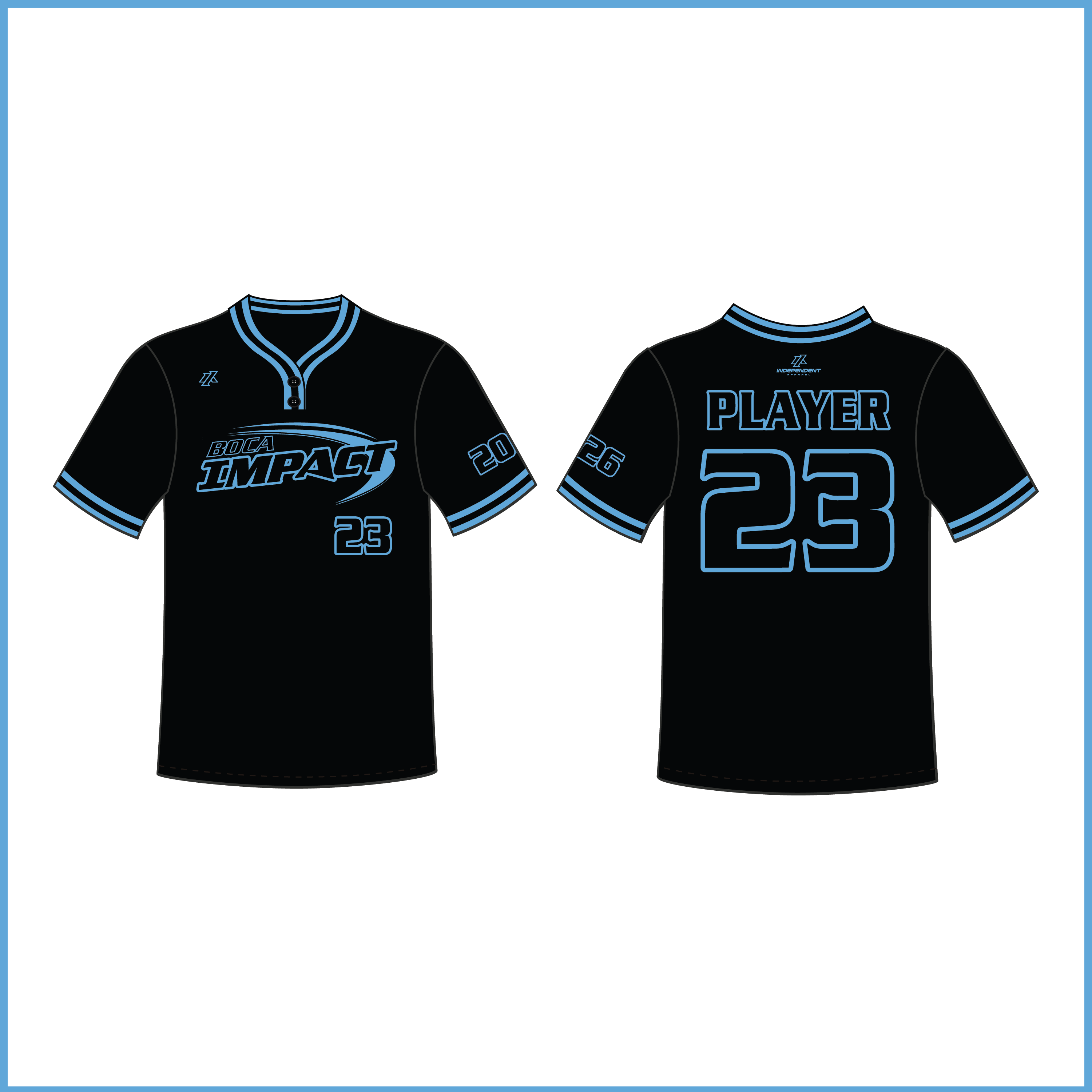 Newman 14U Black 2-Button Jersey
