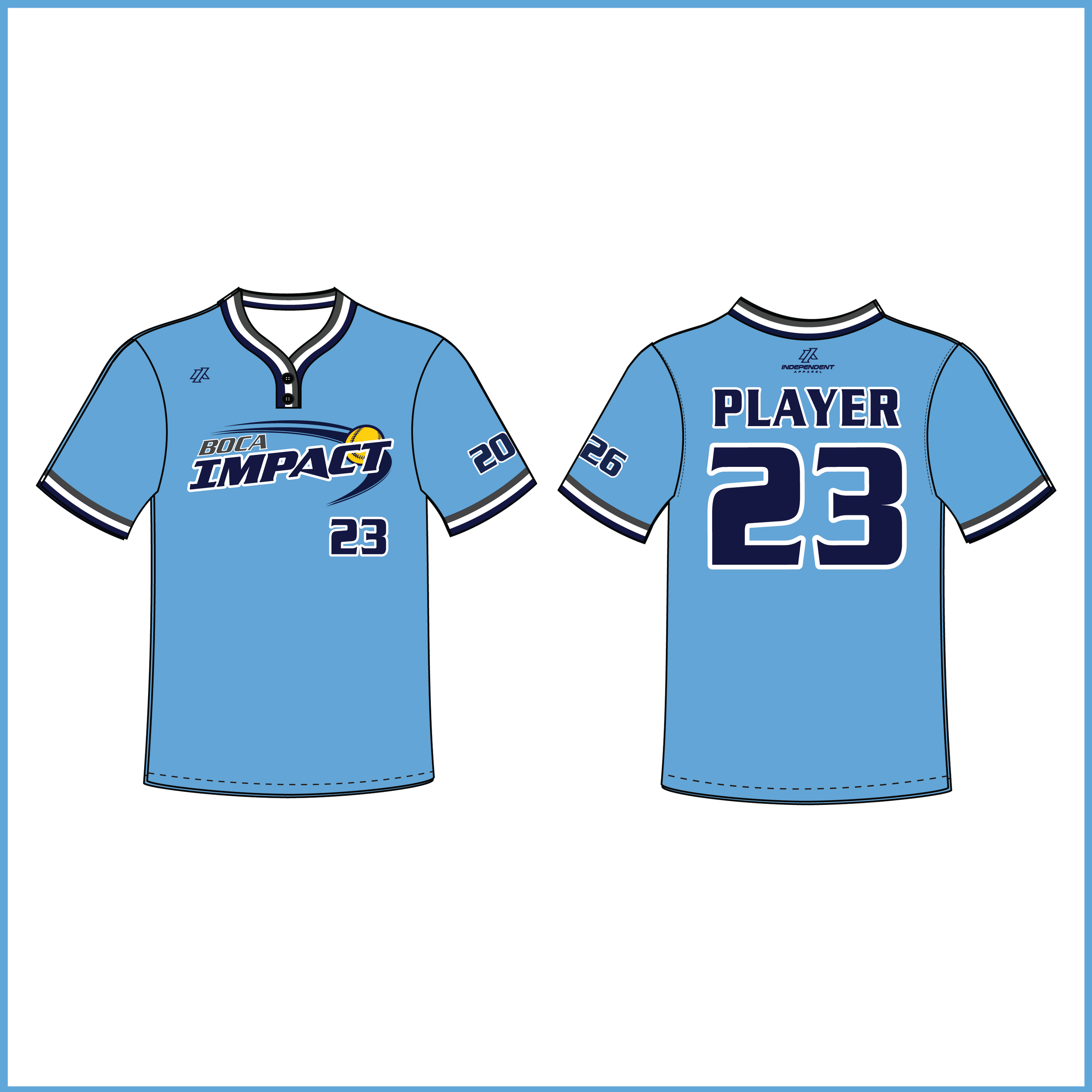Newman 14U Light Blue 2-Button Jersey