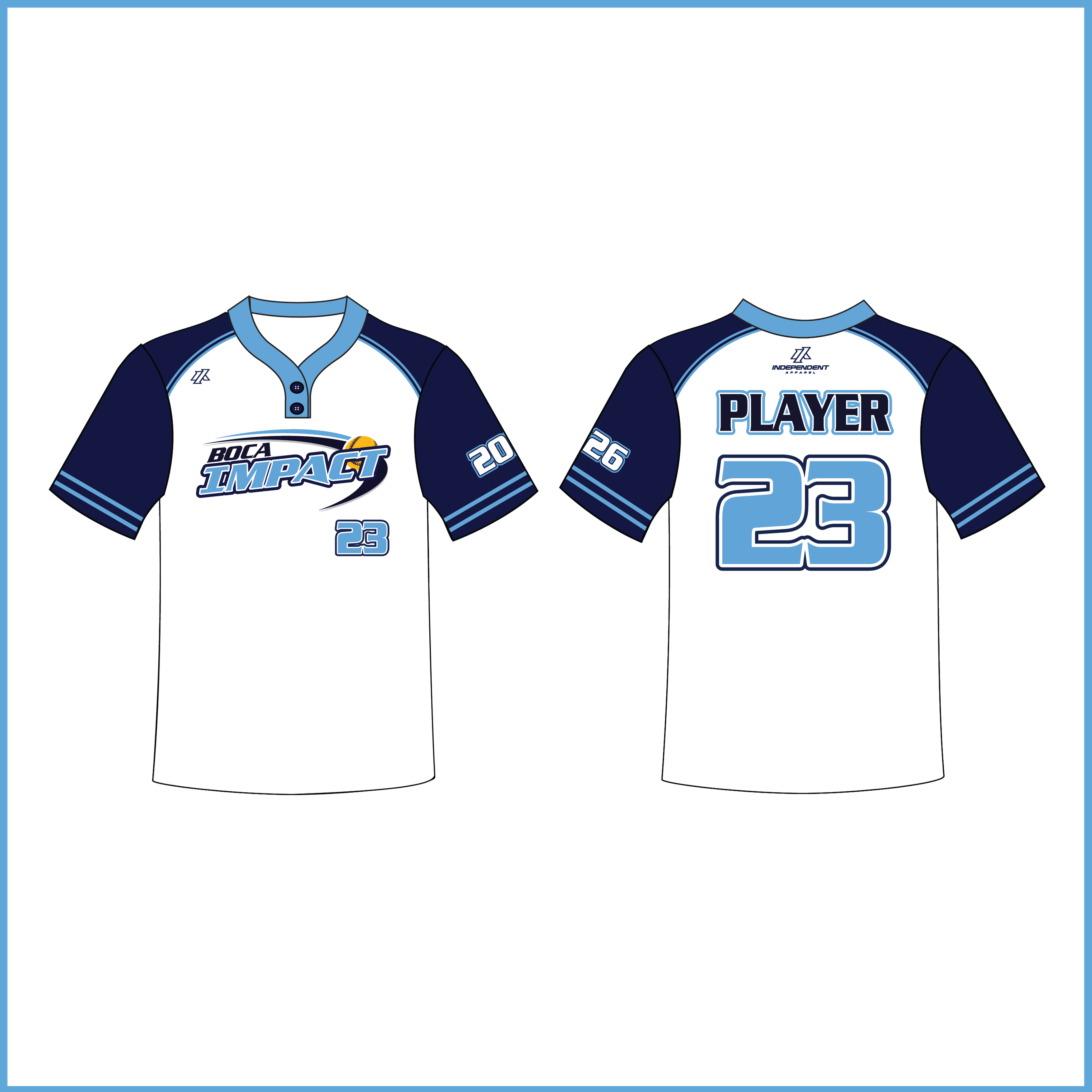 Newman 14U White/Navy 2-Button Jersey
