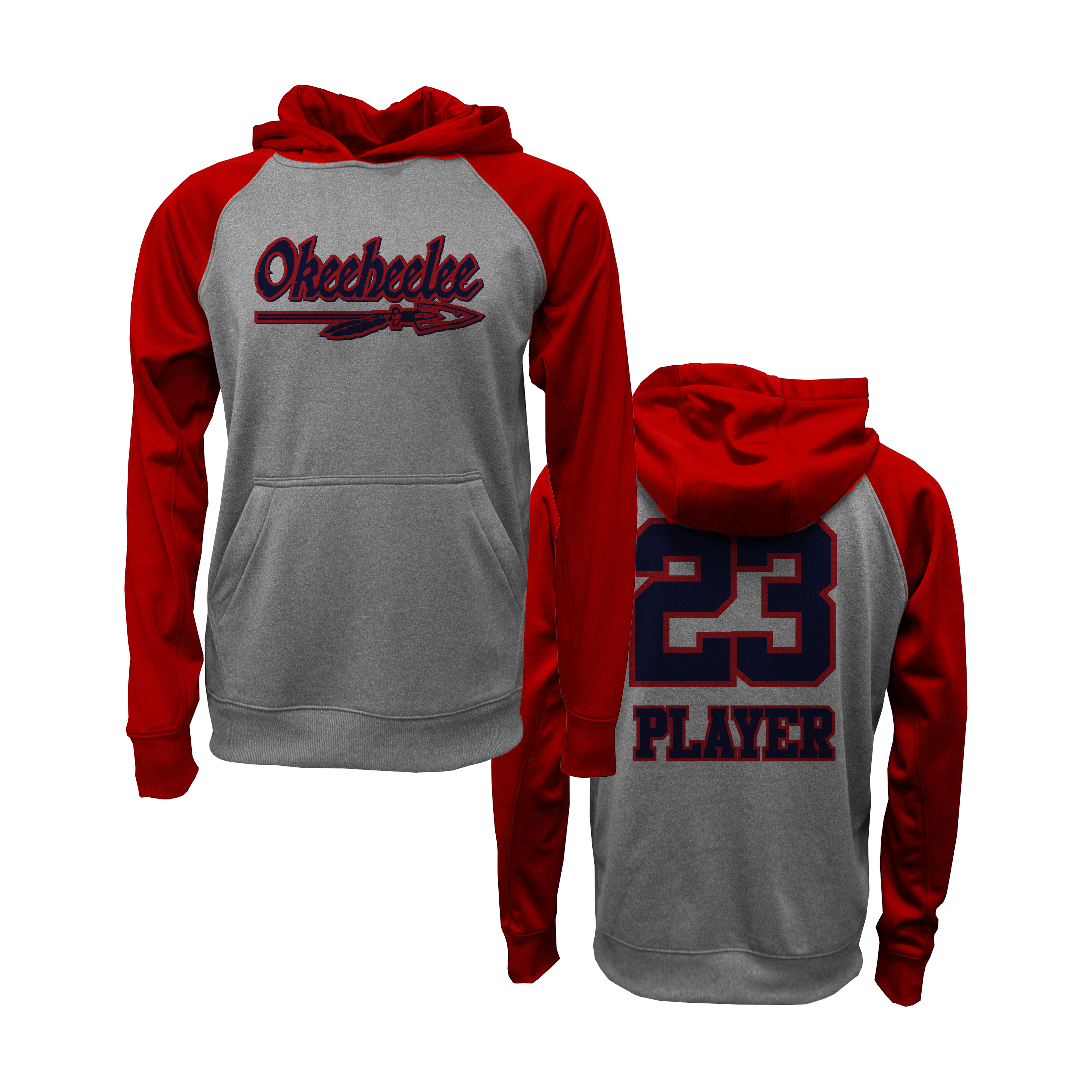 Okeeheelee Logo Red & Grey Hoodie