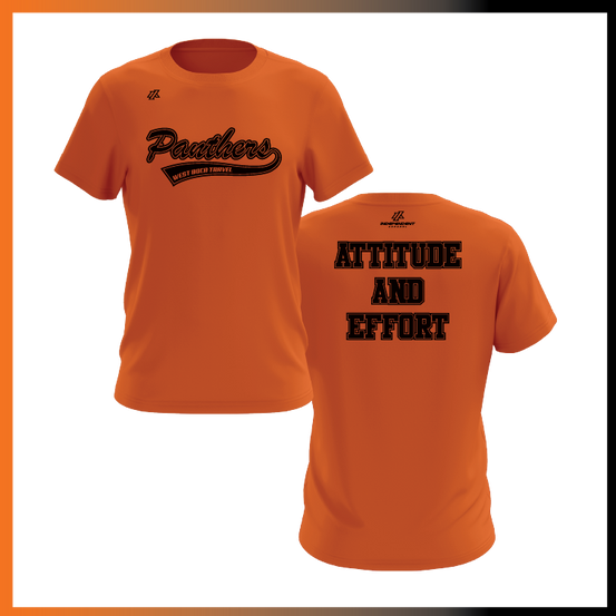 Olegario 7U Panthers "Attitude and Effort" Orange Practice Shirt