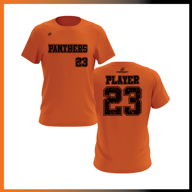 Olegario 7U Panthers Block Logo Short Sleeve Shirt