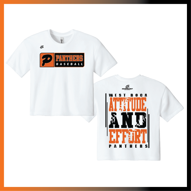 Olegario 7U Panthers "Attitude and Effort" Logo Women's Crop Poly/Cotton Tee