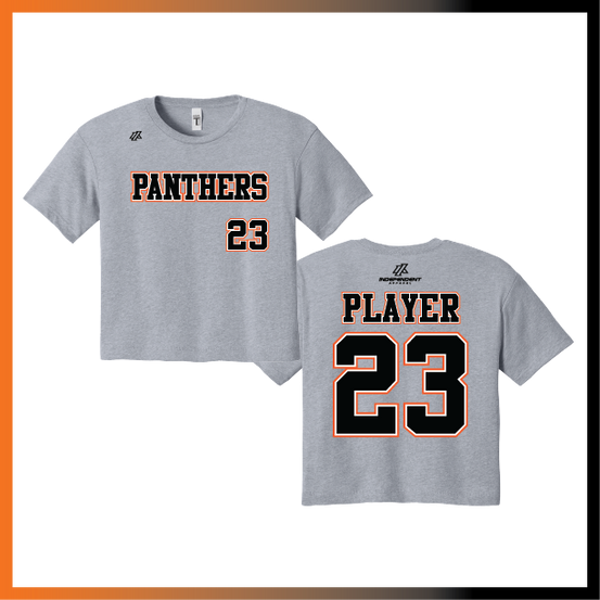 Olegario 7U Panthers Block Logo Women's Crop Poly/Cotton Tee