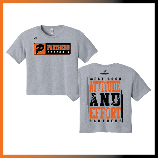 Olegario 7U Panthers "Attitude and Effort" Logo Women's Crop Poly/Cotton Tee