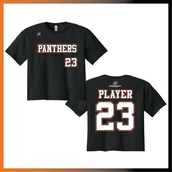 Olegario 7U Panthers Block Logo Women's Crop Poly/Cotton Tee