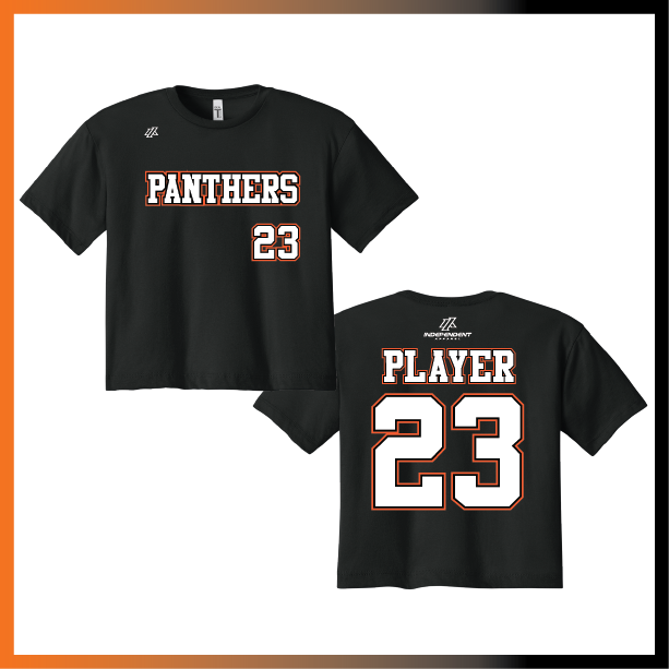 Olegario 7U Panthers Block Logo Women's Crop Poly/Cotton Tee