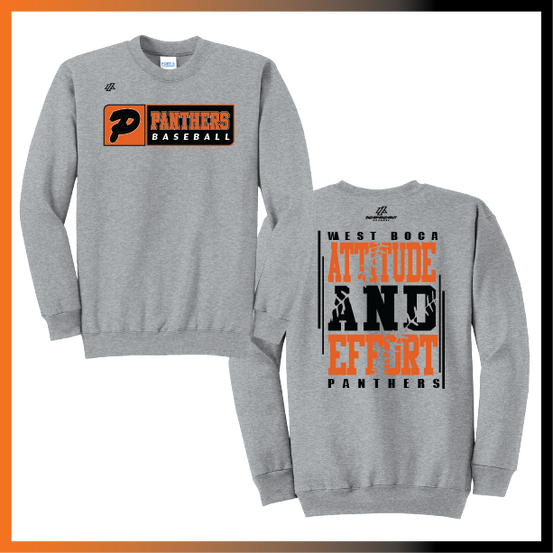 Olegario 7U Panthers "Attitude and Effort" Logo Cotton/Poly Crewneck Sweatshirt