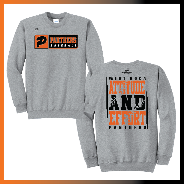 Olegario 7U Panthers "Attitude and Effort" Logo Cotton/Poly Crewneck Sweatshirt