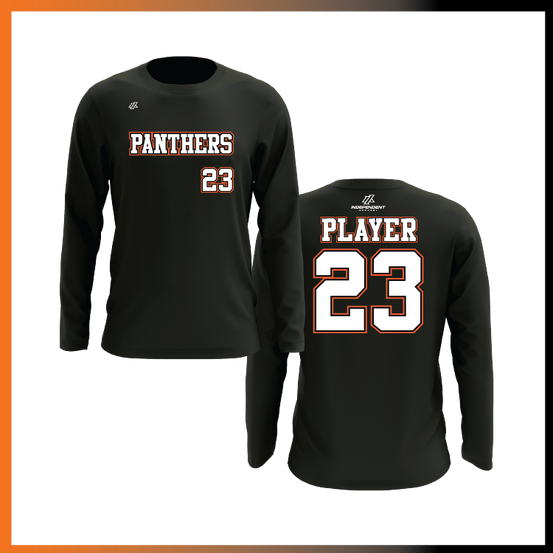 Olegario 7U Panthers Block Logo Long Sleeve Shirt