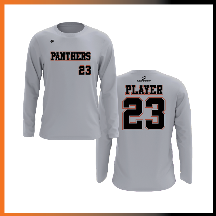 Olegario 7U Panthers Block Logo Long Sleeve Shirt