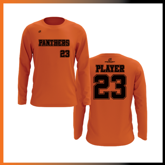 Olegario 7U Panthers Block Logo Long Sleeve Shirt