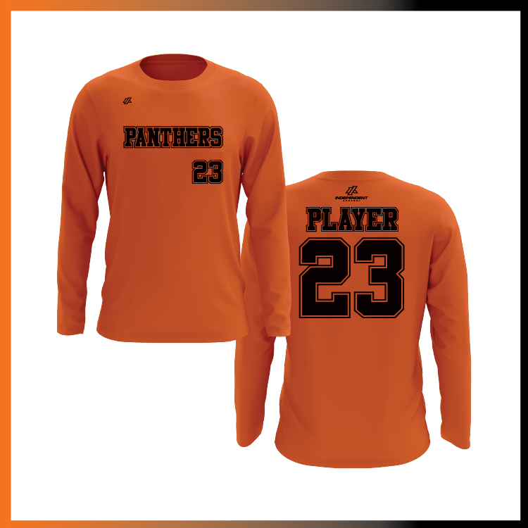 Olegario 7U Panthers Block Logo Long Sleeve Shirt