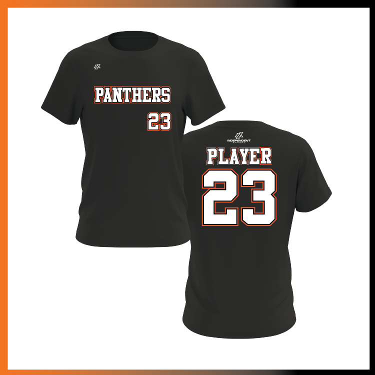 Olegario 7U Panthers Block Logo Short Sleeve Shirt