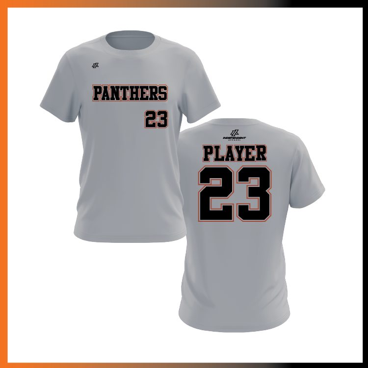 Olegario 7U Panthers Block Logo Short Sleeve Shirt
