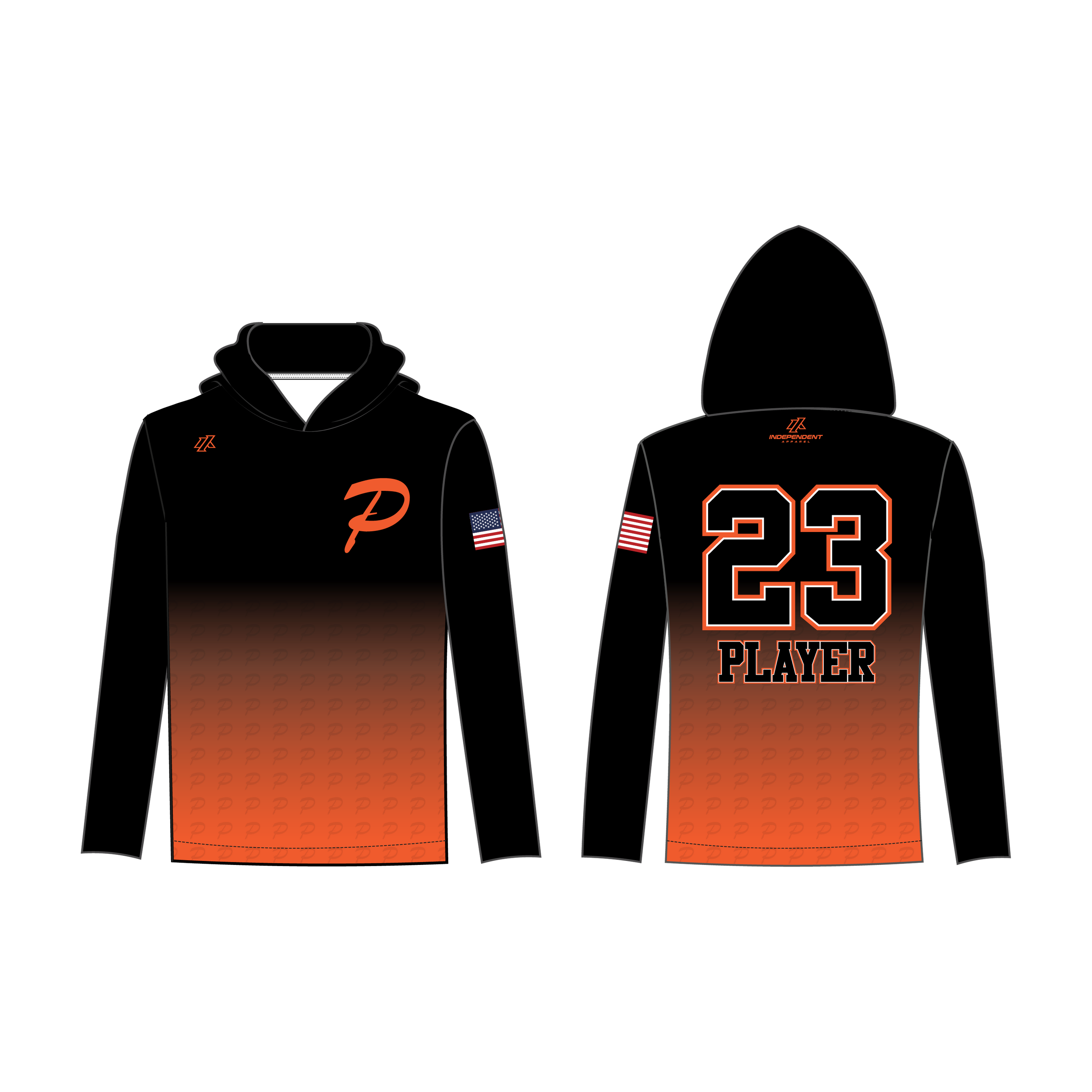 DeFerdinando 9U Black to Orange Fade Custom Lightweight Hoodie