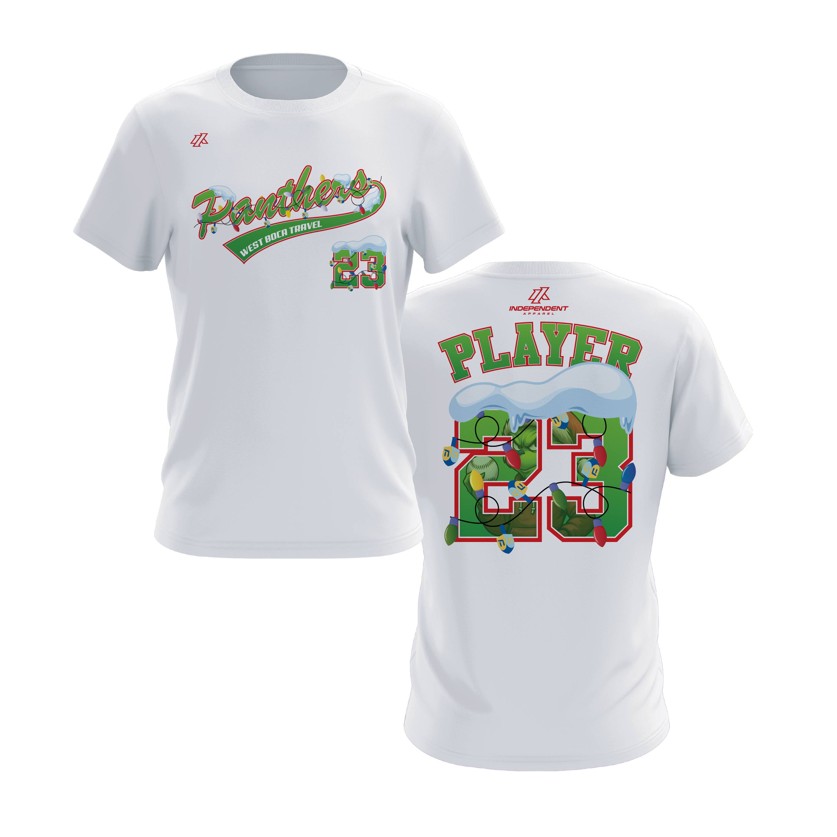 Dolman 10U Holiday Grinch Logo White Short Sleeve Shirt