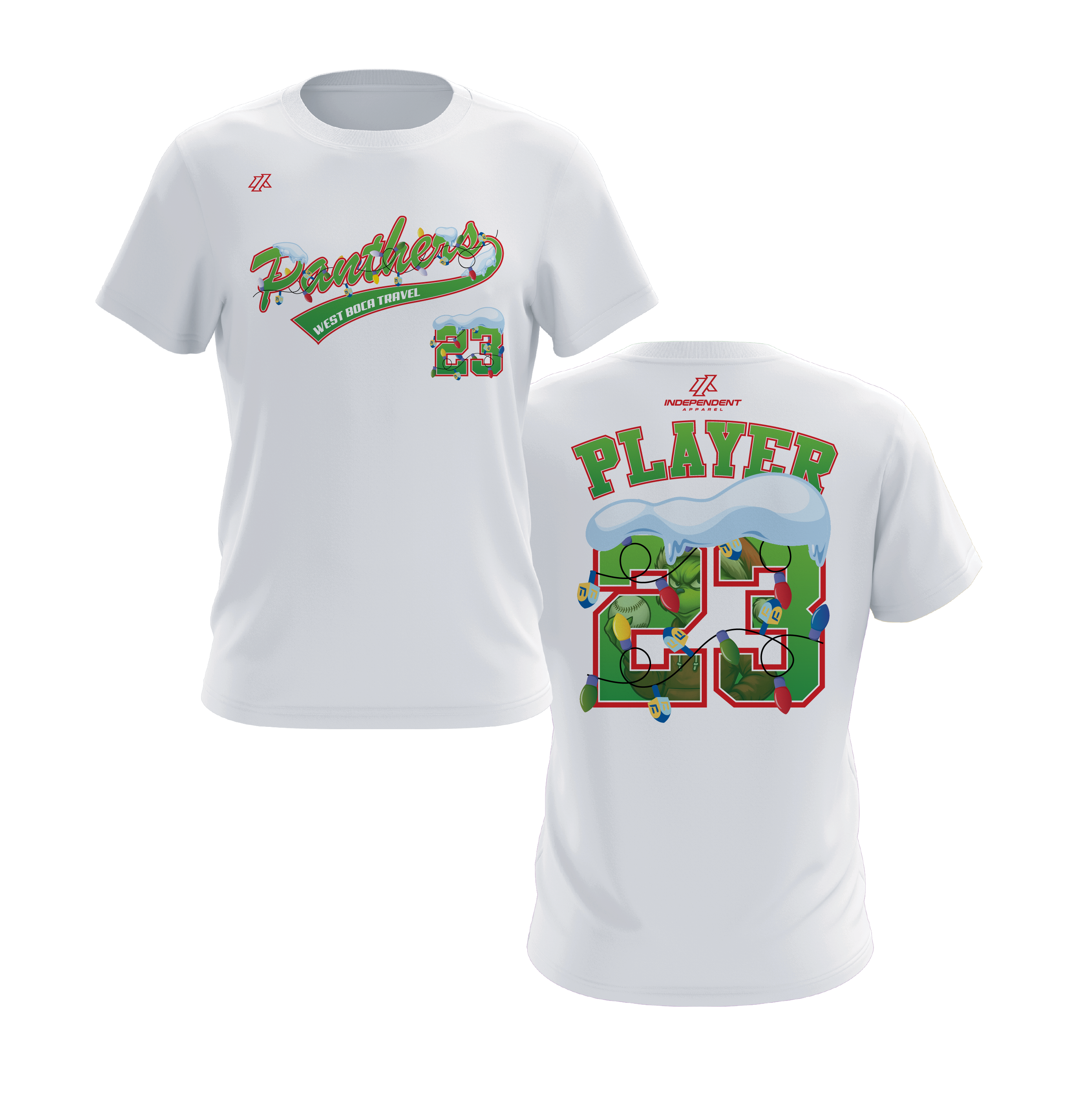 Dolman 10U Holiday Grinch Logo White Short Sleeve Shirt