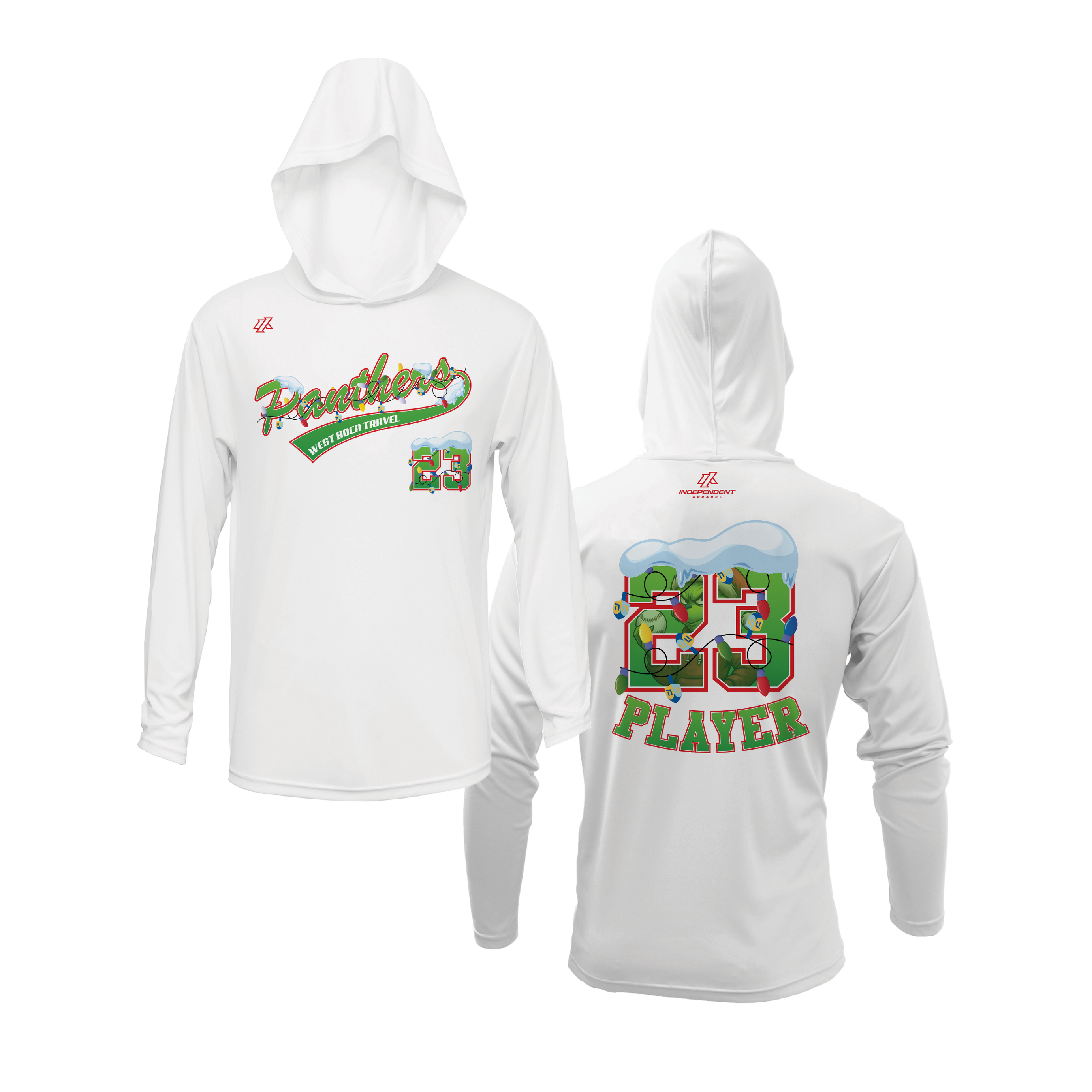 Dolman 10U Holiday Grinch Logo White Lightweight Hoodie