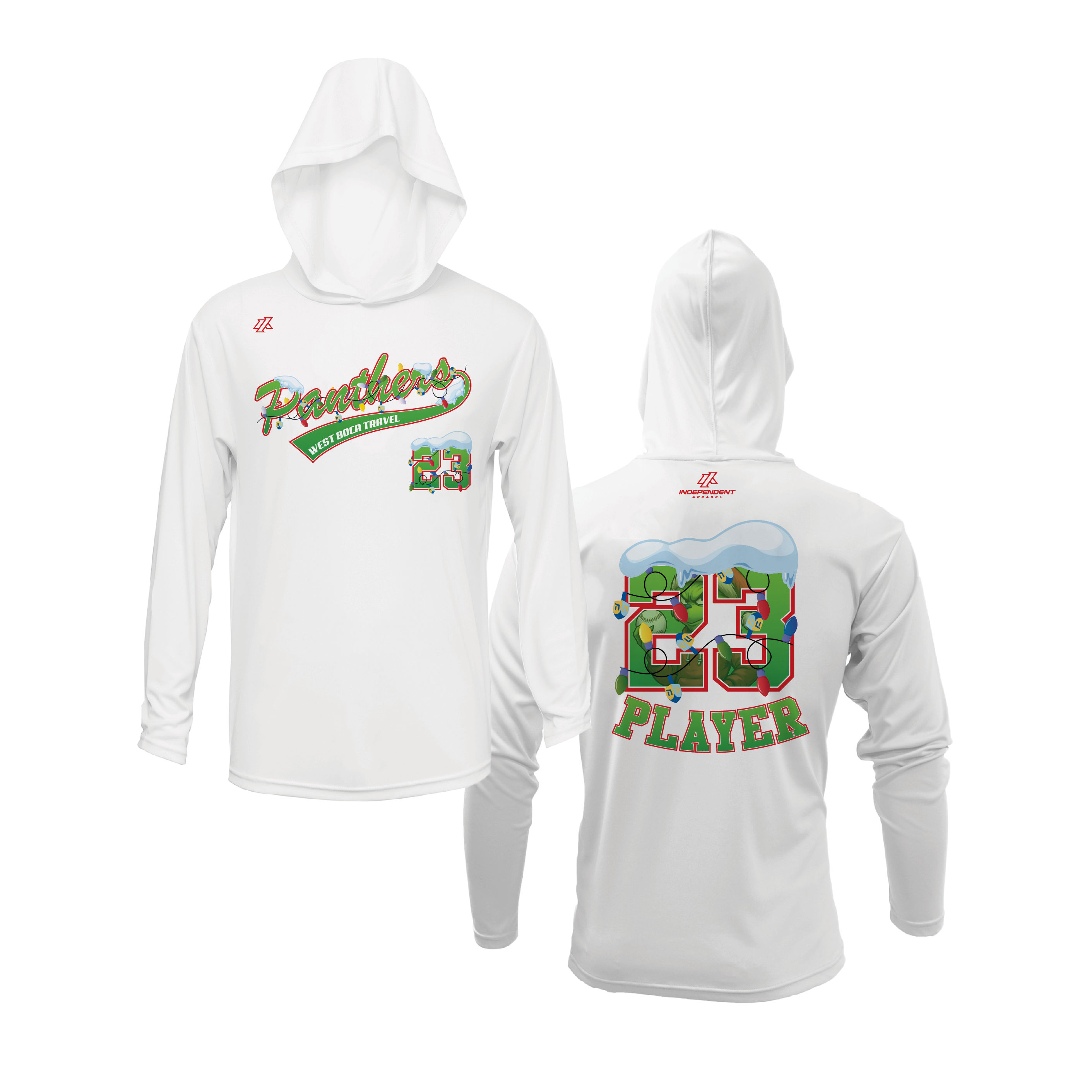 Dolman 10U Holiday Grinch Logo White Lightweight Hoodie