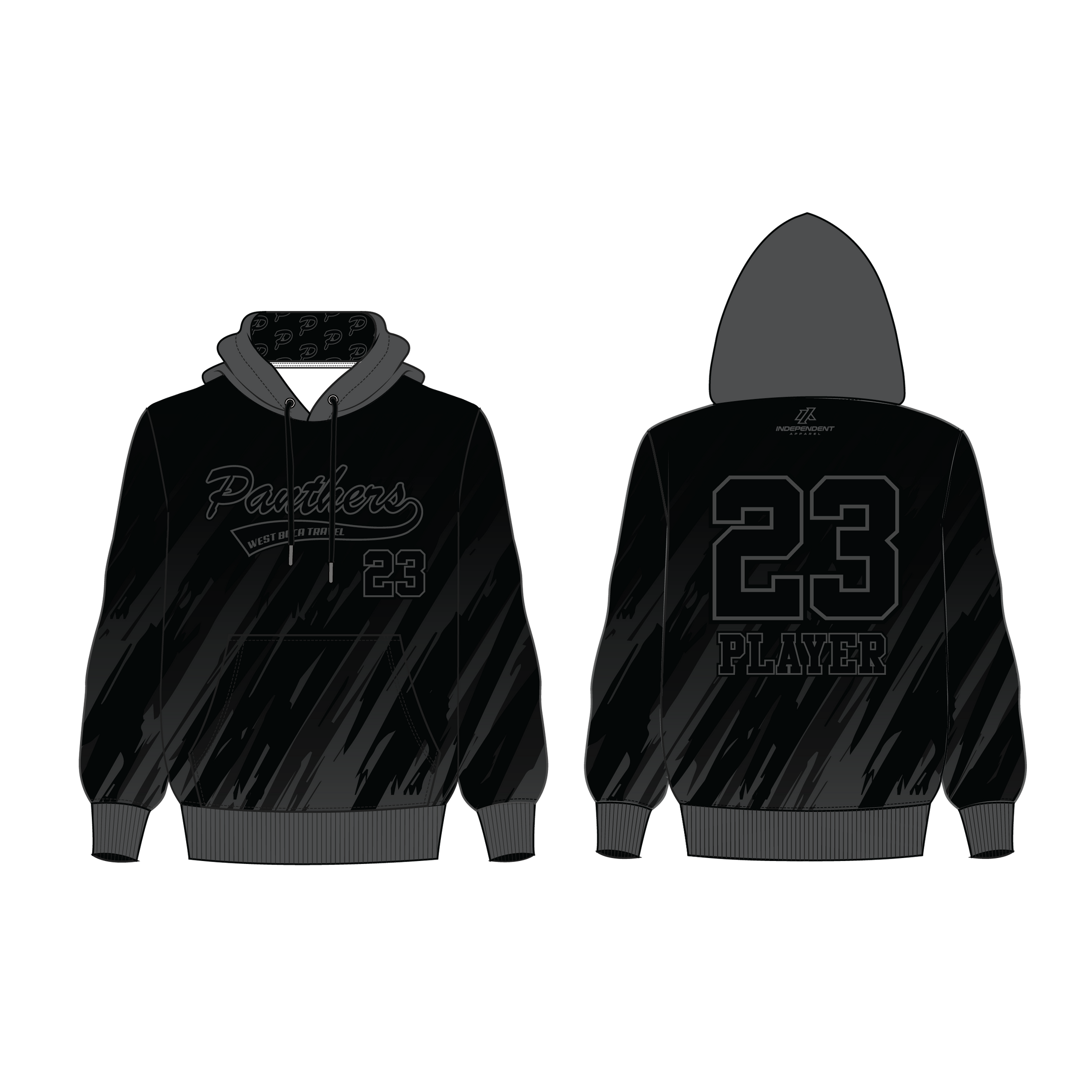 Dolman 10U Panthers Blackout Full Dye Hoodie