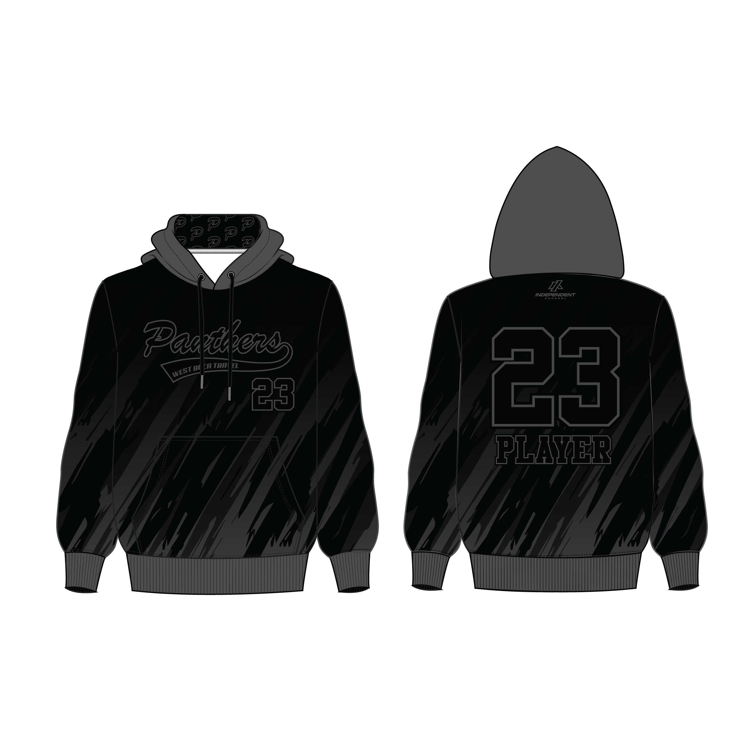 Dolman 10U Panthers Blackout Full Dye Hoodie