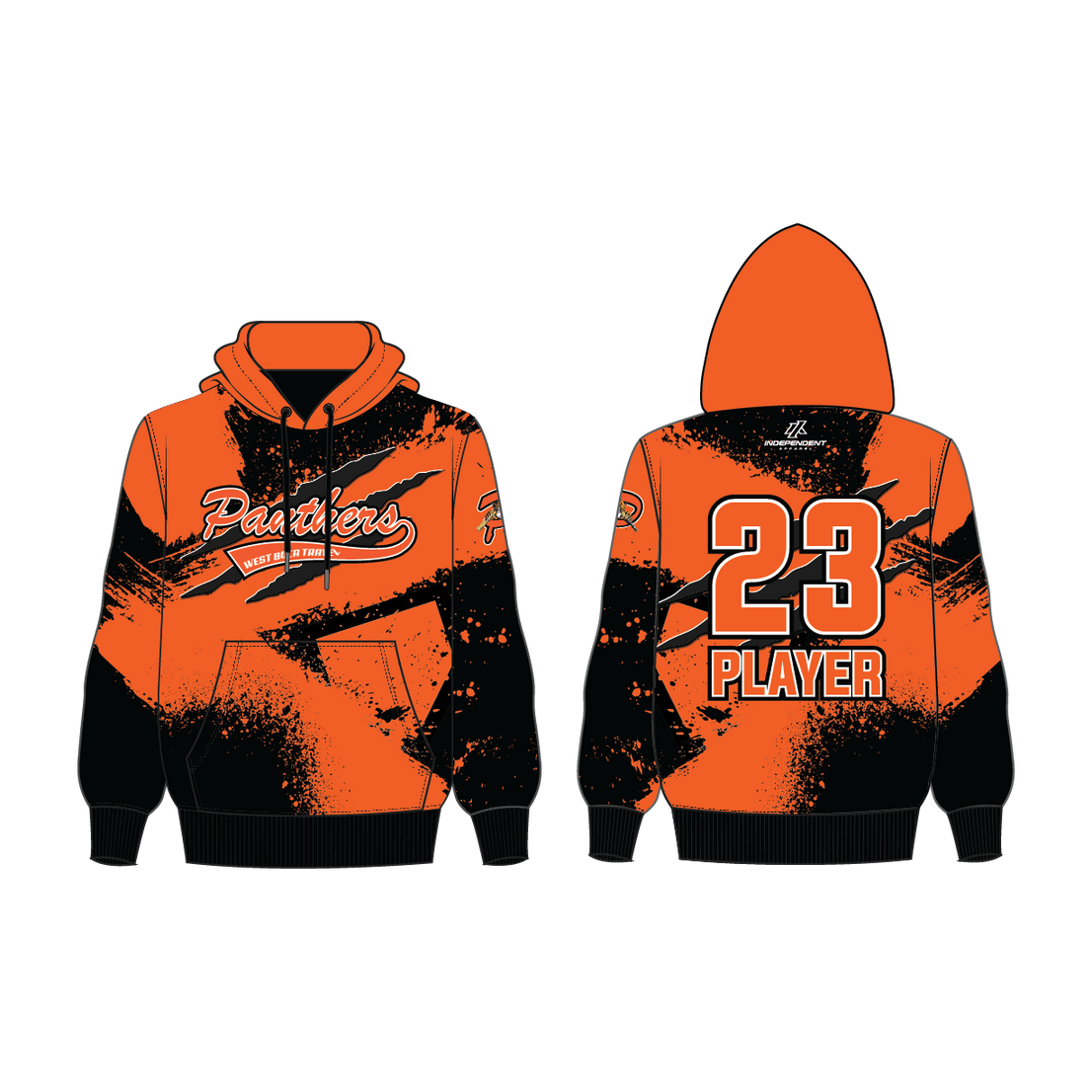 Duesler 10U Panthers Orange Full Dye Hoodie