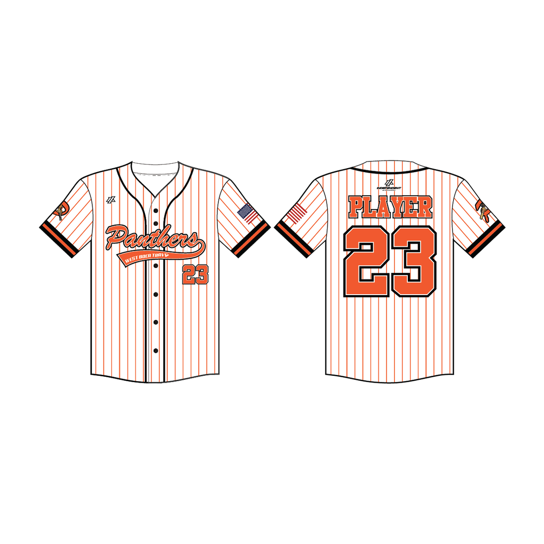 Duesler 10U Panthers White Pinstripe Button Down Jersey
