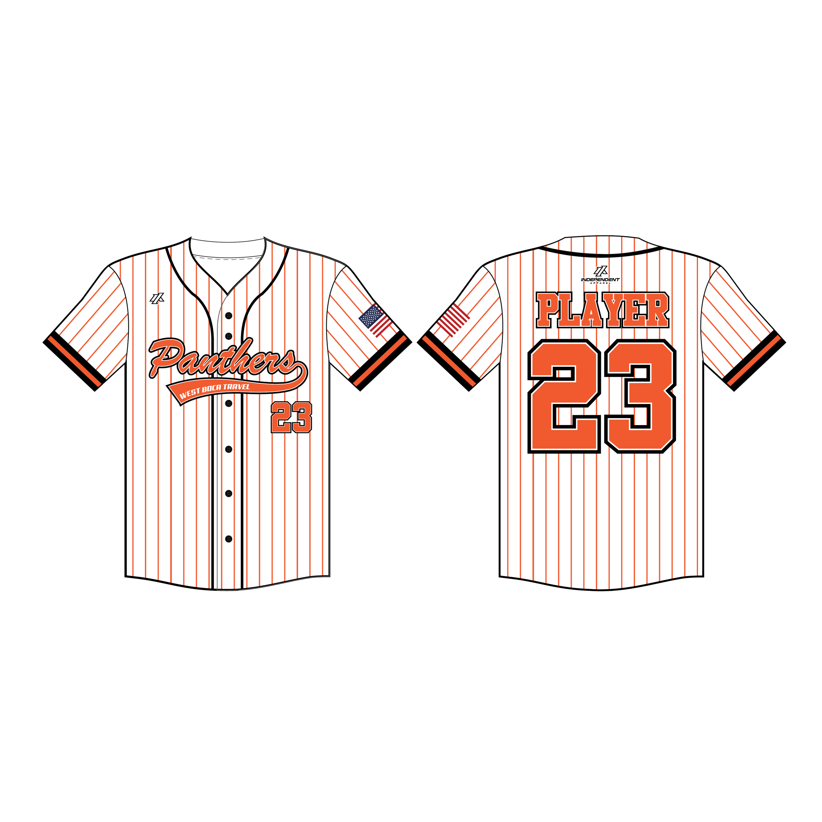 Duesler 10U Panthers White Pinstripe Button Down Jersey