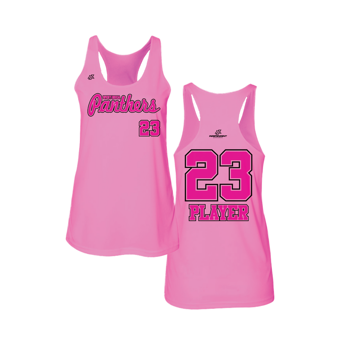 Lewis 14U Script Panthers Logo BCA Pink Women's Tank Top